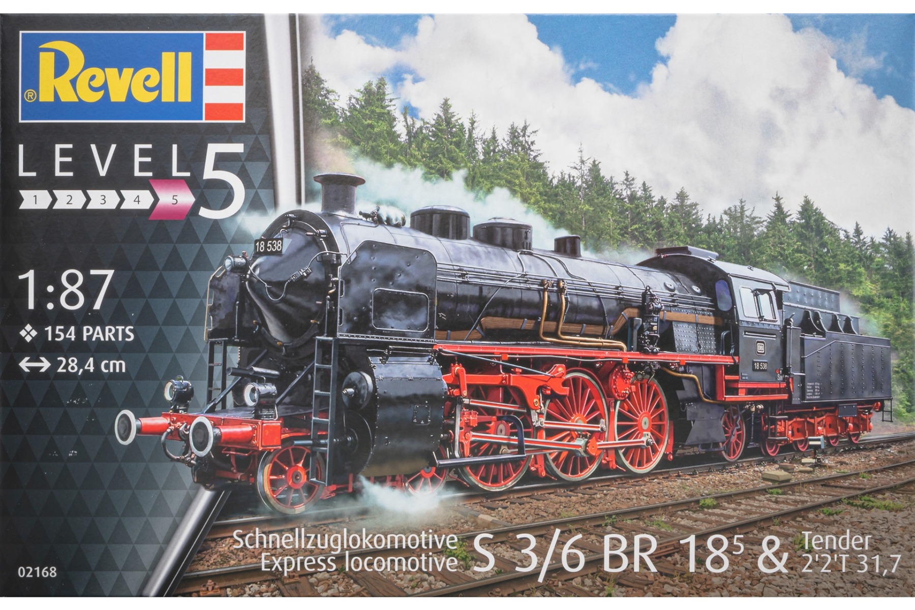 Revell RE02168 Express Locomotive S3/6 BR 18(5) & Tender 2‘2’T 31,7, model kit