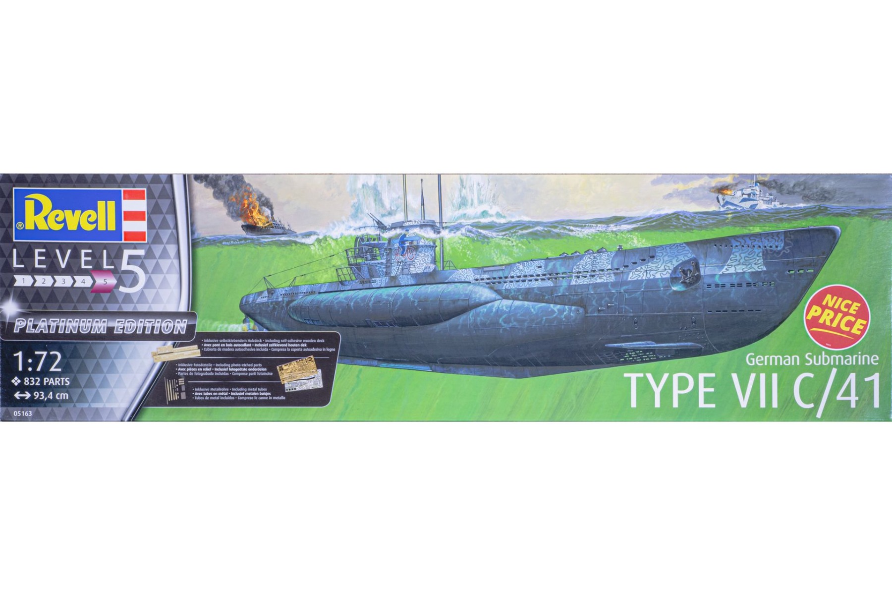Revell RE05163 German Submarine Type VII C/41, Platinum Edition, model kit