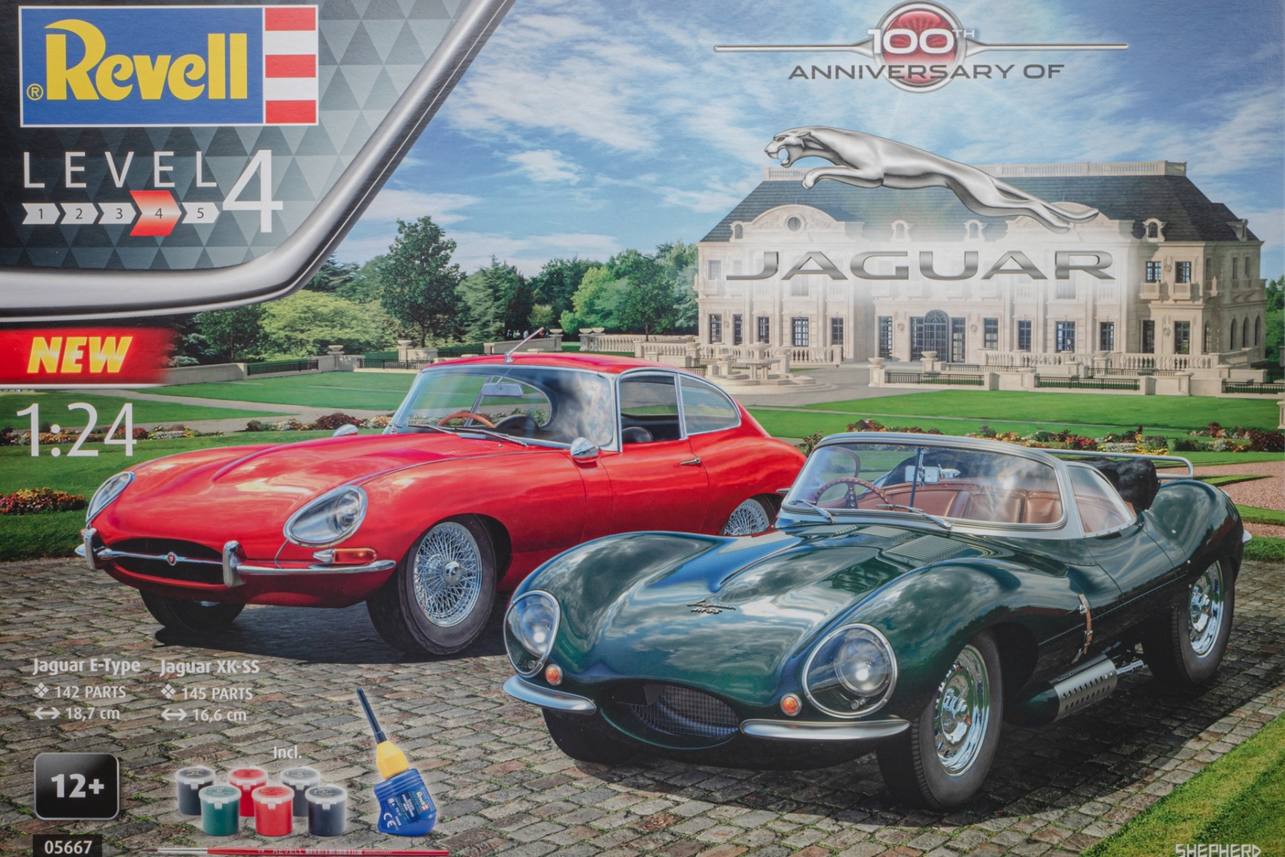 Revell RE05667 Jaguar E-Type & Jaguar XK-SS, Jaguar 100th Anniversary Gift Set, model kit