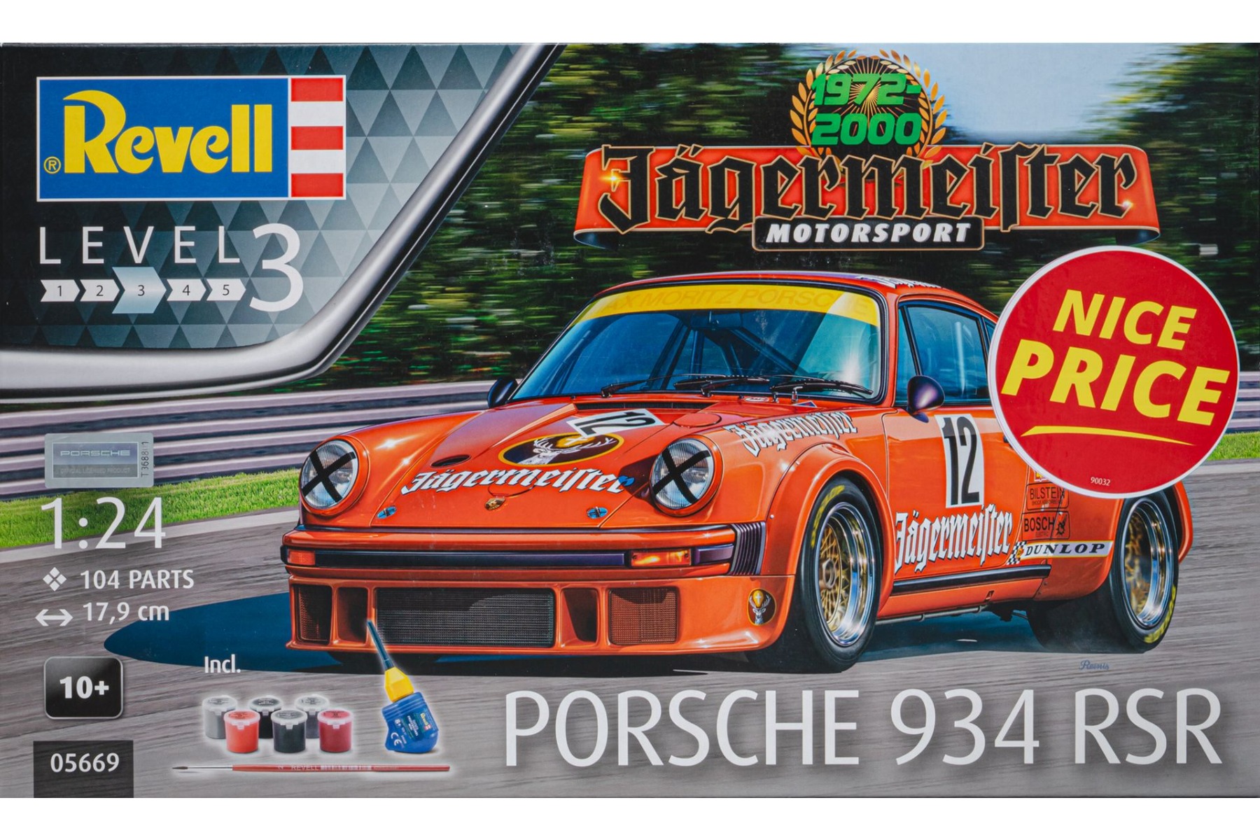 Revell RE05669 Porsche 934 RSR, 1972-2000 Jägermeister Motorsport, modelkit  Gift Set