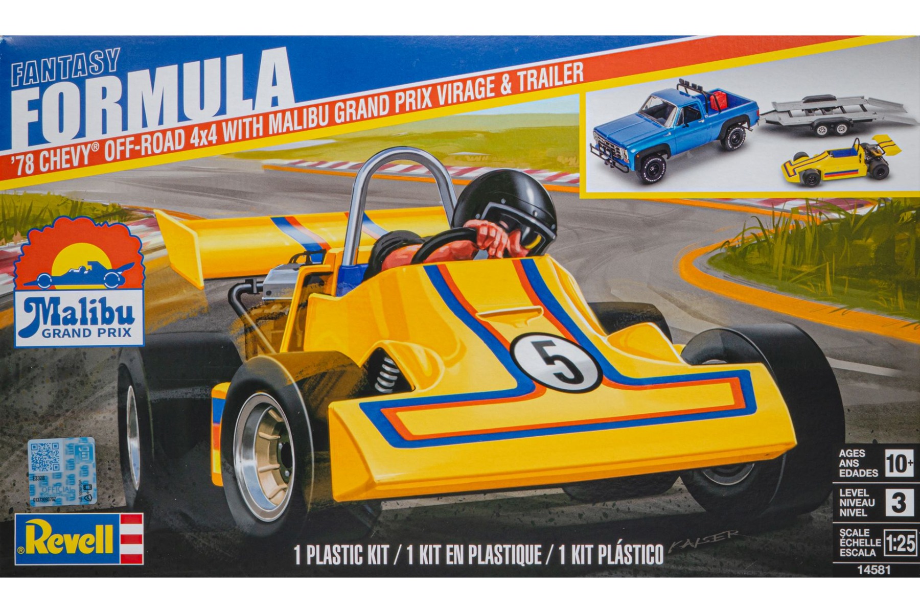 Revell RE14581 Chevy 4x4 Pickup, 1978 with Go-kart, model kit