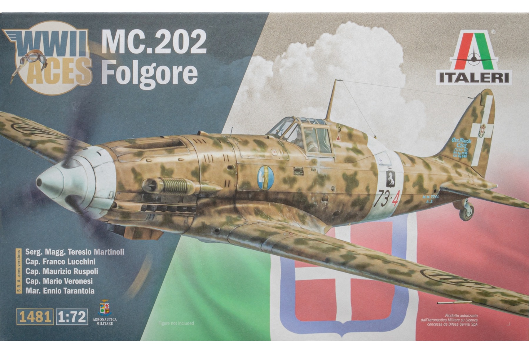 Italeri IT1481 Macchi MC.202 Folgore, WWII Aces 5 Regia Aeronautica Aces Versions, model kit