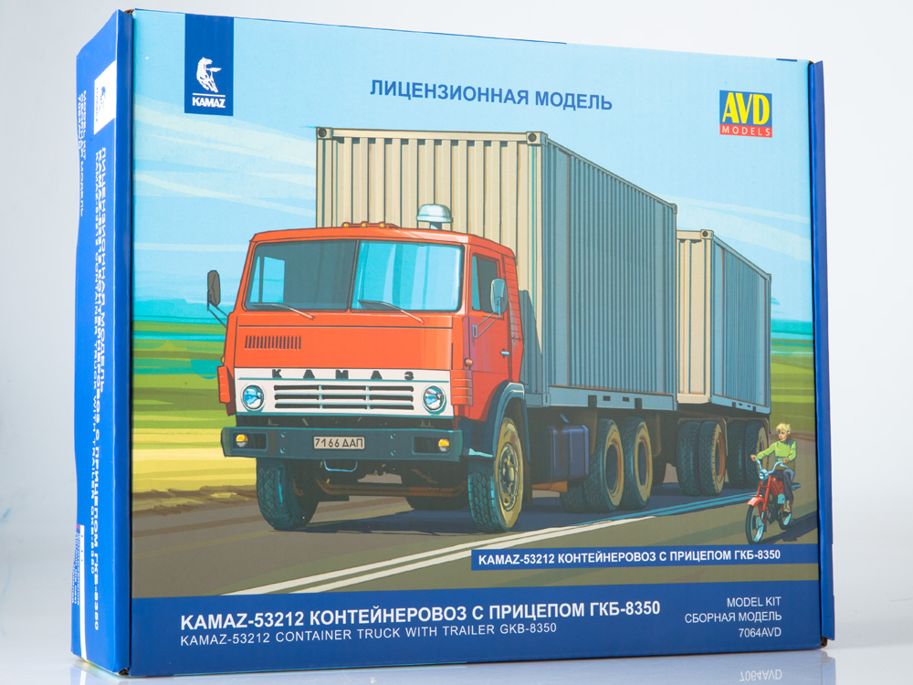 KAMAZ-53212 container truck with  container trailer GBK-8350, model kit
