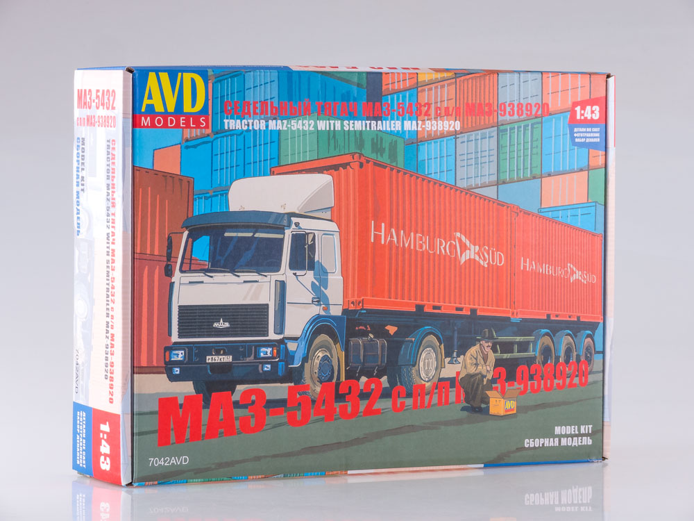 MAZ-5432(new) tractor truck with semitrailer MAZ-938920, model kit