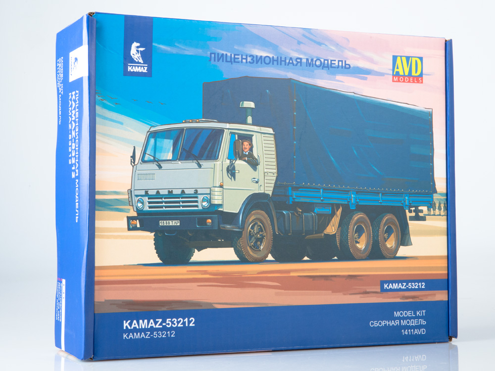 KAMAZ-53212 flatbed truck with tent, model kit