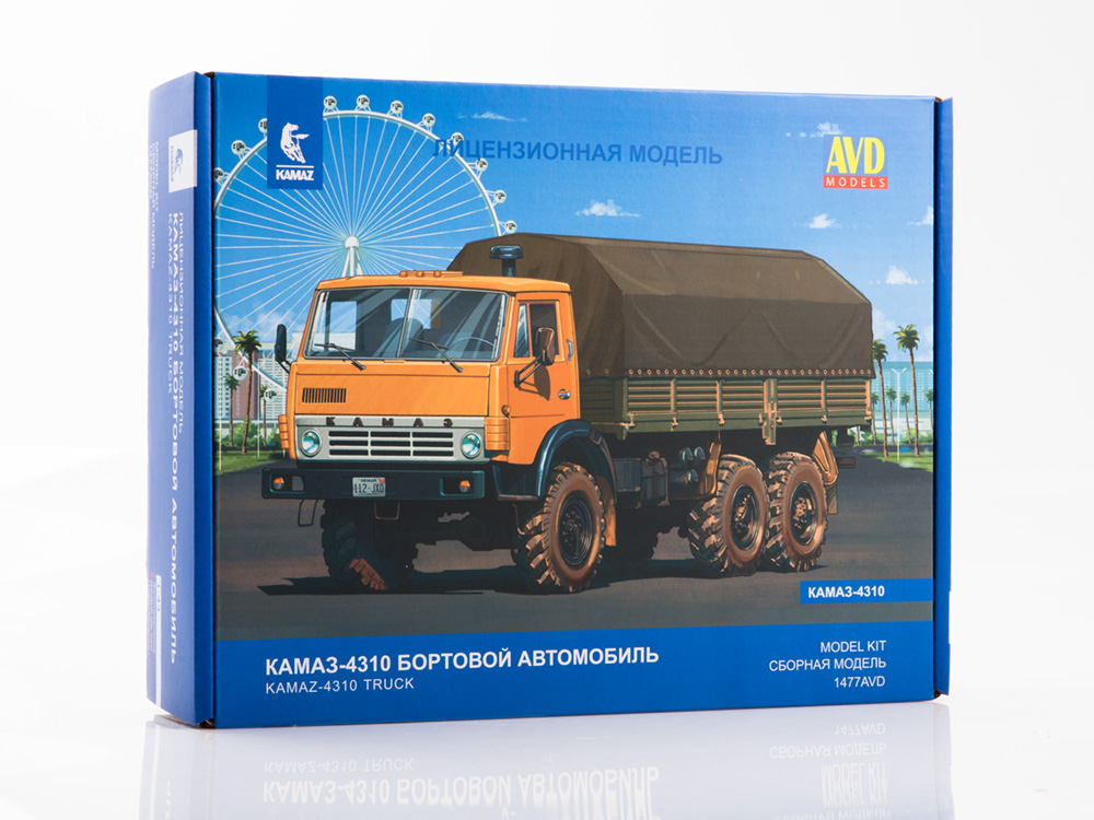 KAMAZ-4310 flatbed truck with tent, model kit