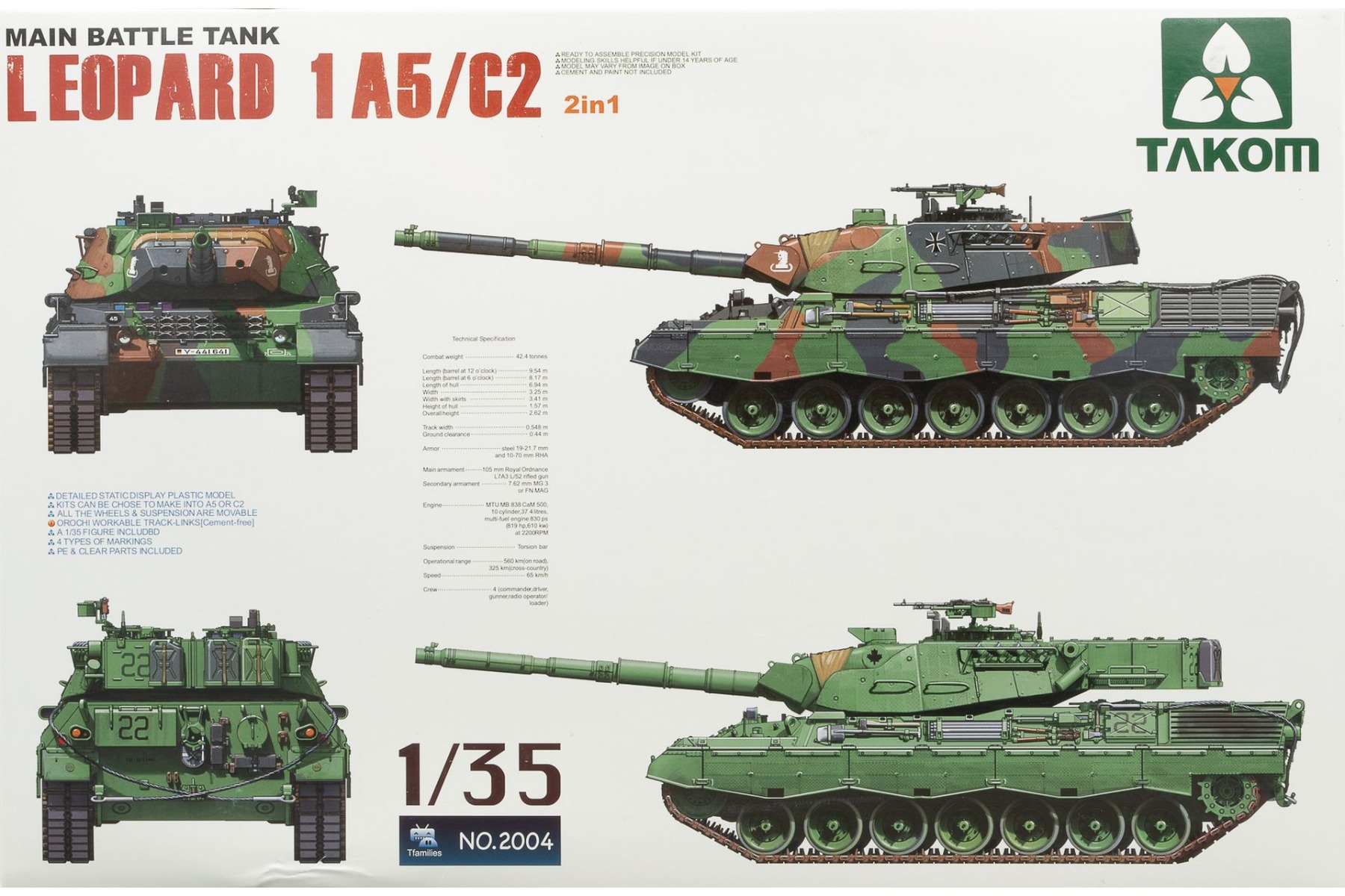 TAKOM2004 Main Battle Tank Leopard 1 A5/C2, model kit
