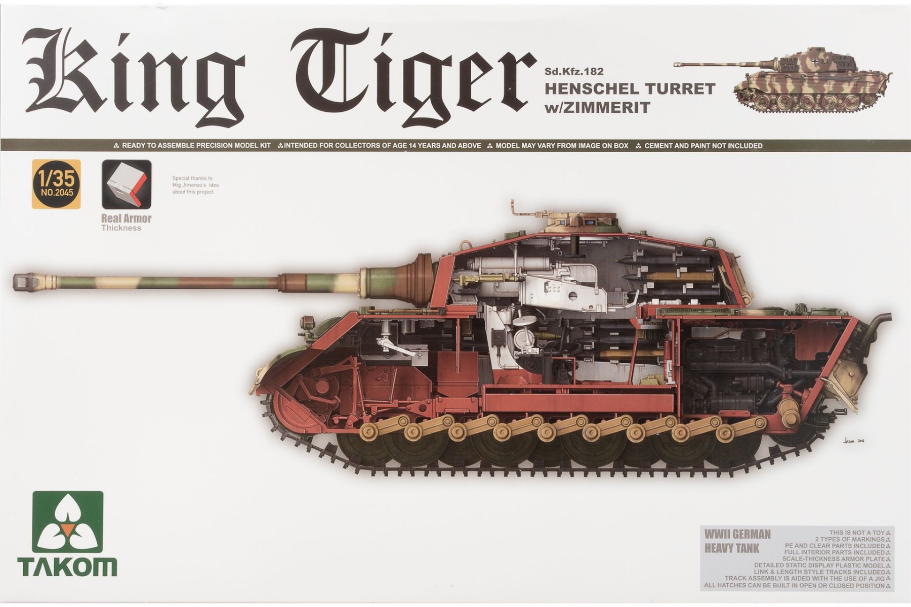 TAKOM2045 Sd.Kfz. 182 King Tiger Henschel Turret w/Zimmerit, model kit