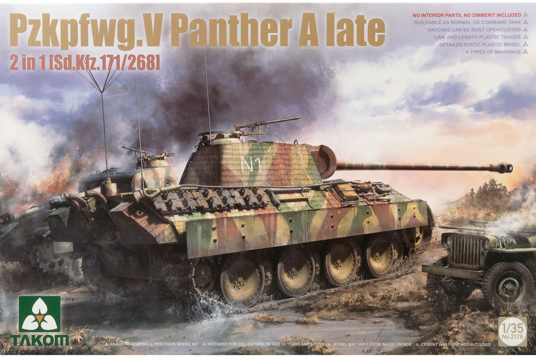 TAKOM2176 Sd.Kfz. 171 Sd.Kfz. 267 Panther A Late 2in1 (171/168), model kit