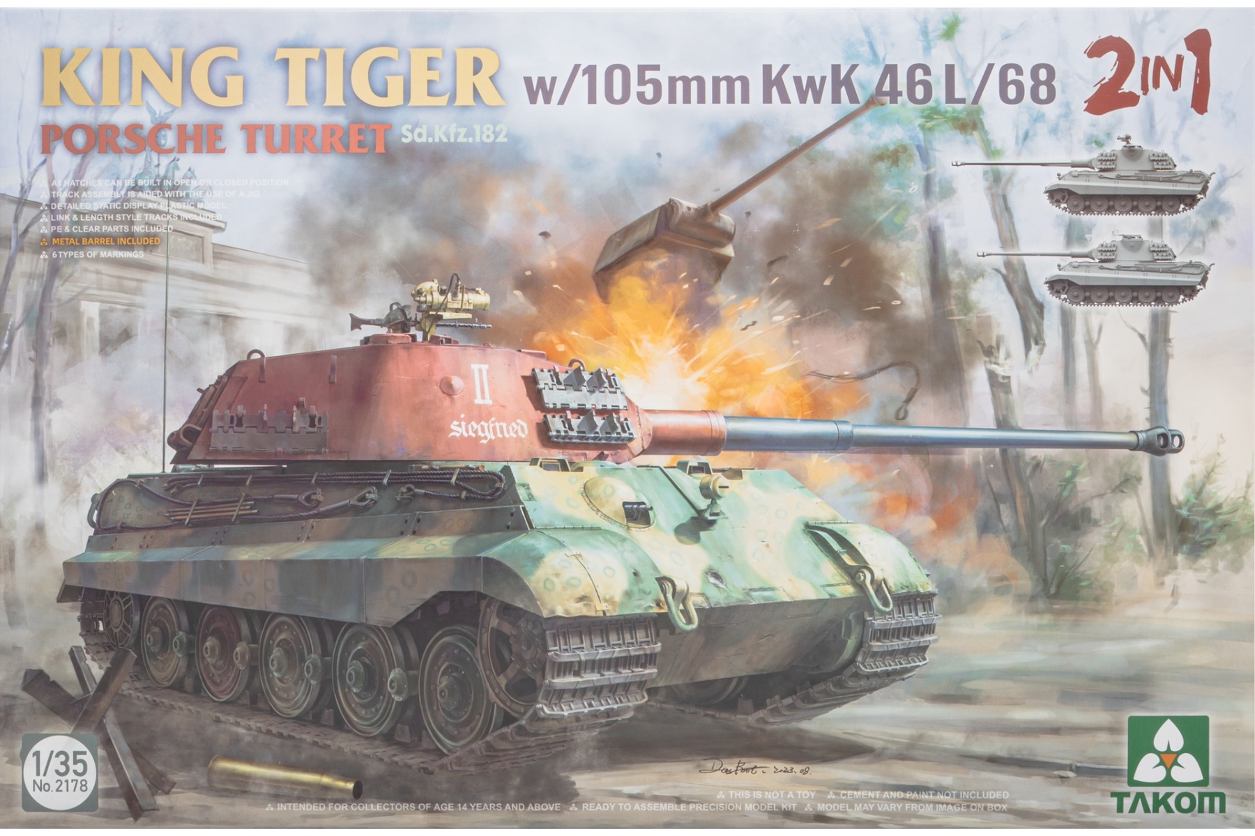TAKOM2178 Sd.Kfz.182 King Tiger Porsche turret w/105m KwK 46 L/68 2in1, model kit
