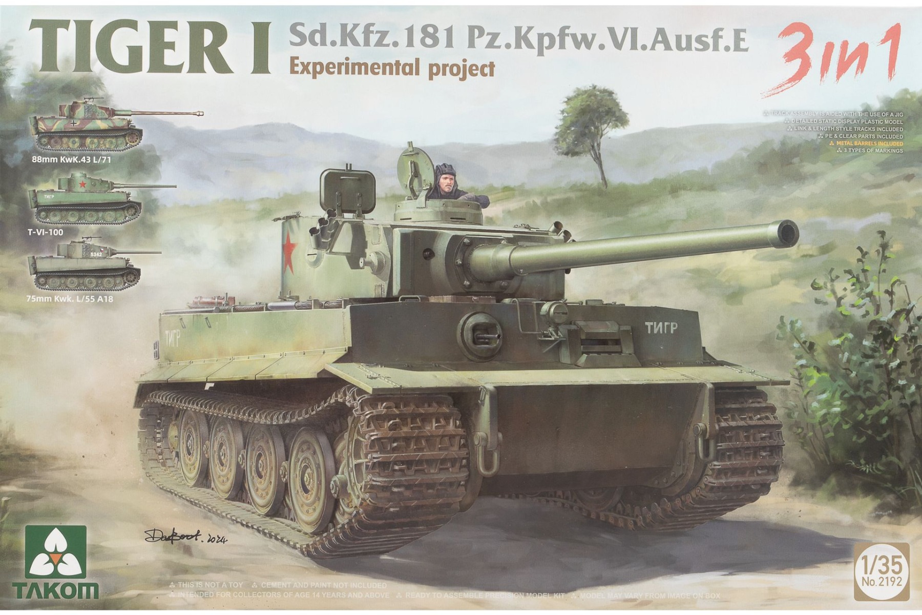 TAKOM2192 Sd.Kfz.181 Pz.Kfw.VI.Ausf.E Tiger I Experimental Project 3 in 1, model kit