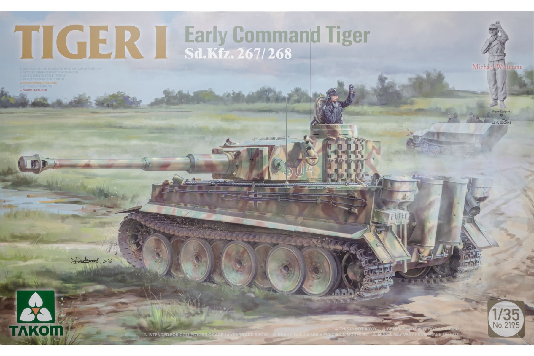 TAKOM2195 Sd.Kfz.181 Pz.Kpfw.VI Ausf.E Tiger I, early production, model kit w. /Command Tiger Michael Wittmann figurine