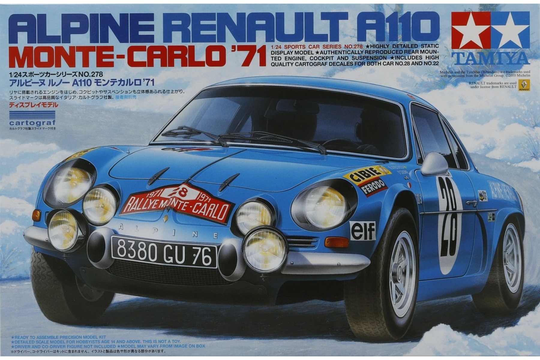 Tamiya TA24278 Alpine Renault A110 Monte Carlo '71, model kit