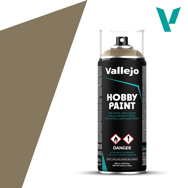 US Khaki 400ml spray Vallejo Hobby Paint Primer 28009