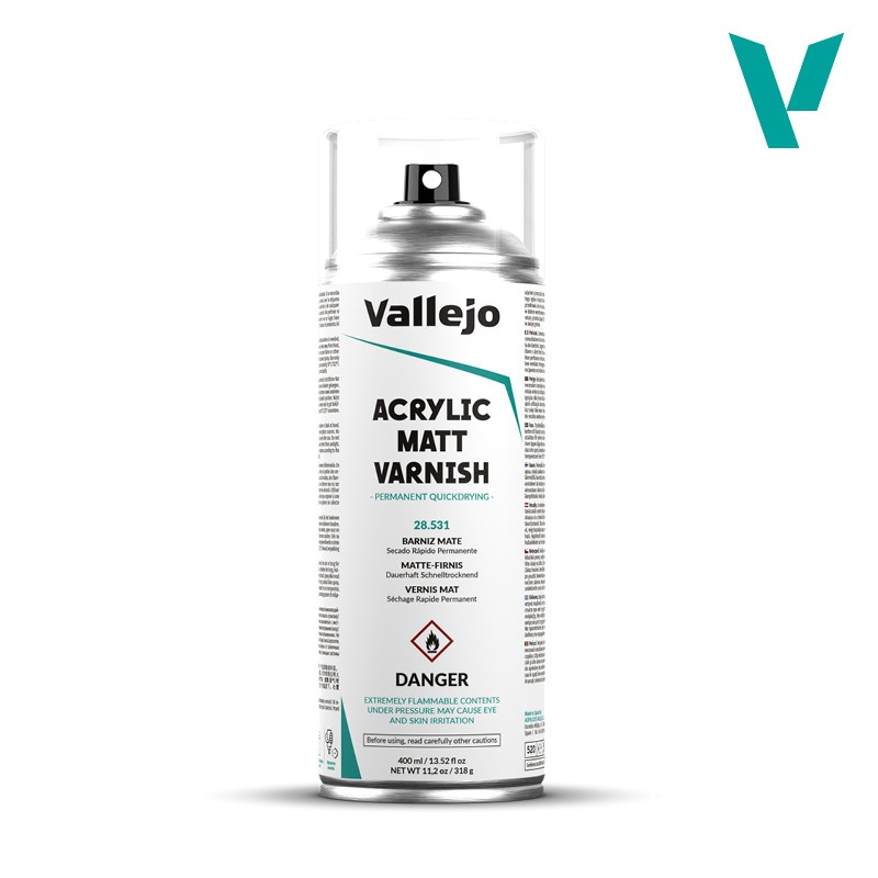Acrylic Matt Varnish 400ml spray Vallejo Hobby Paint 28531