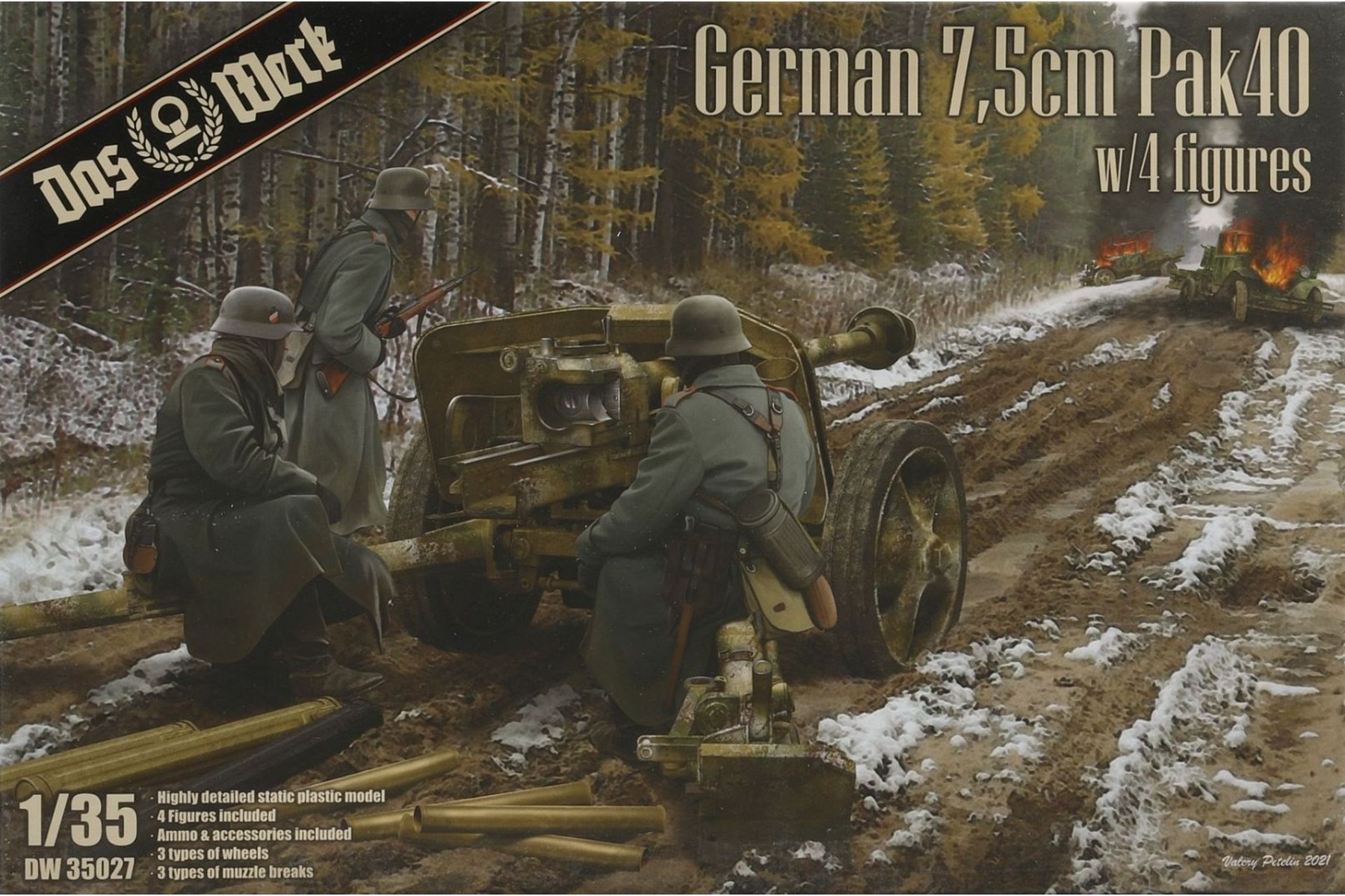 Das Werk DW35027 German 7,5cm Pak40 w/4 figures
