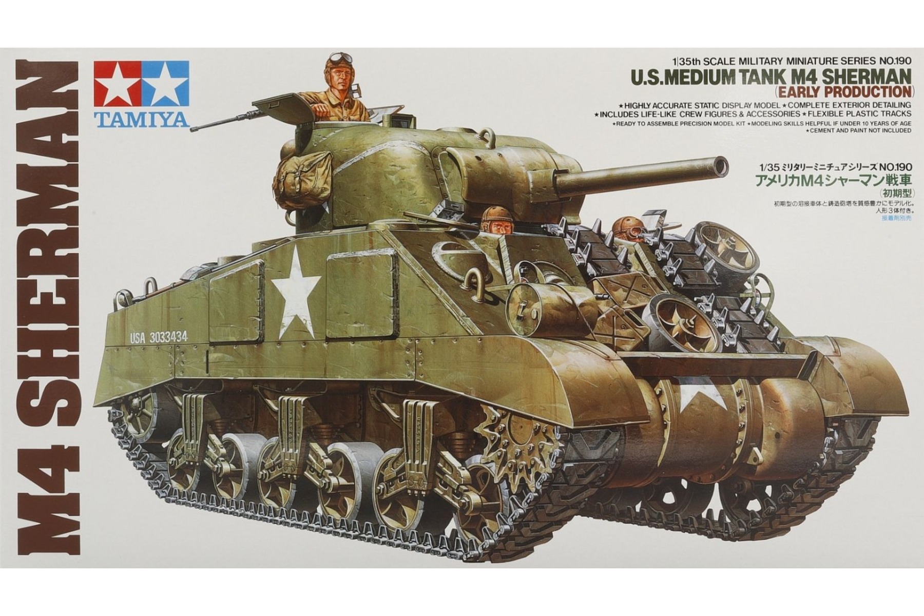 Tamiya TA35190 U.S. Medium Tank M4 Sherman Early Production