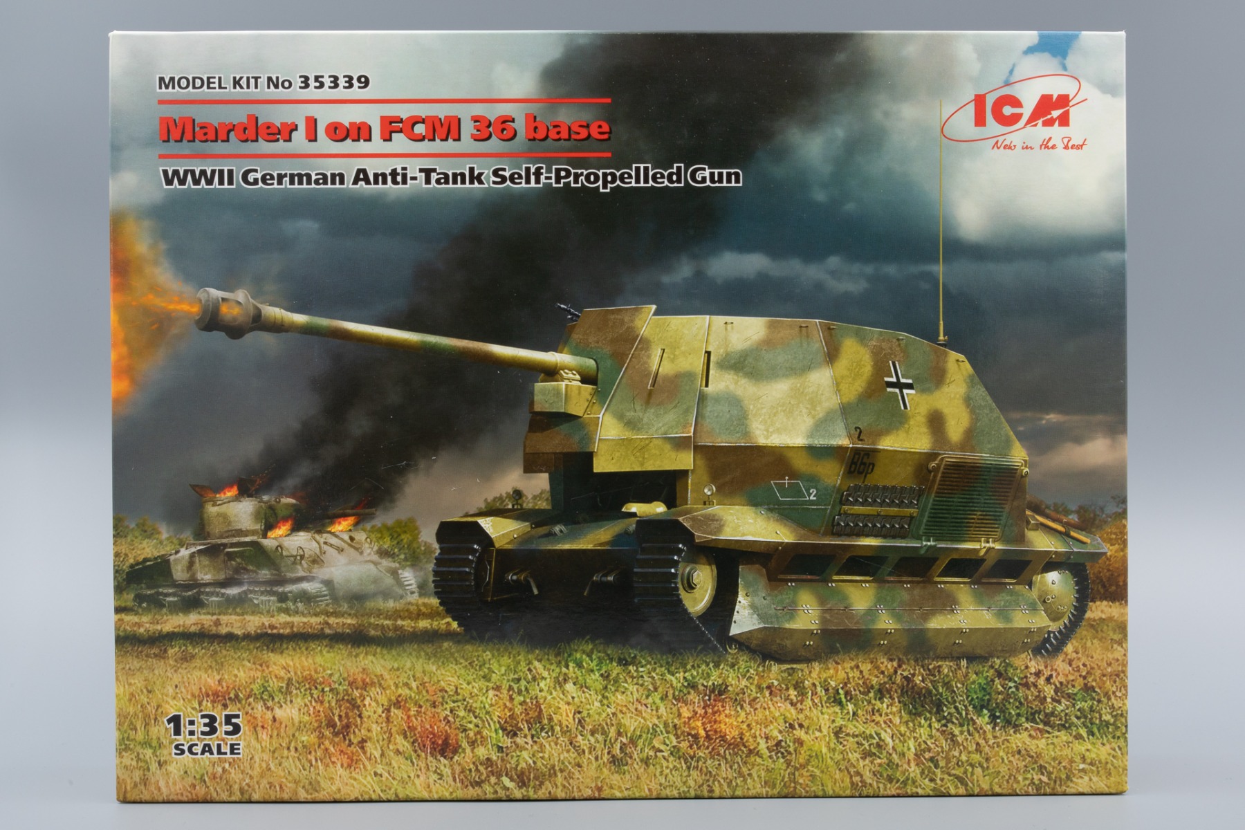 ICM35339 Marder I on FCM 36 base WWII German Anti-Tank Self-Propelled Gun, model kit
