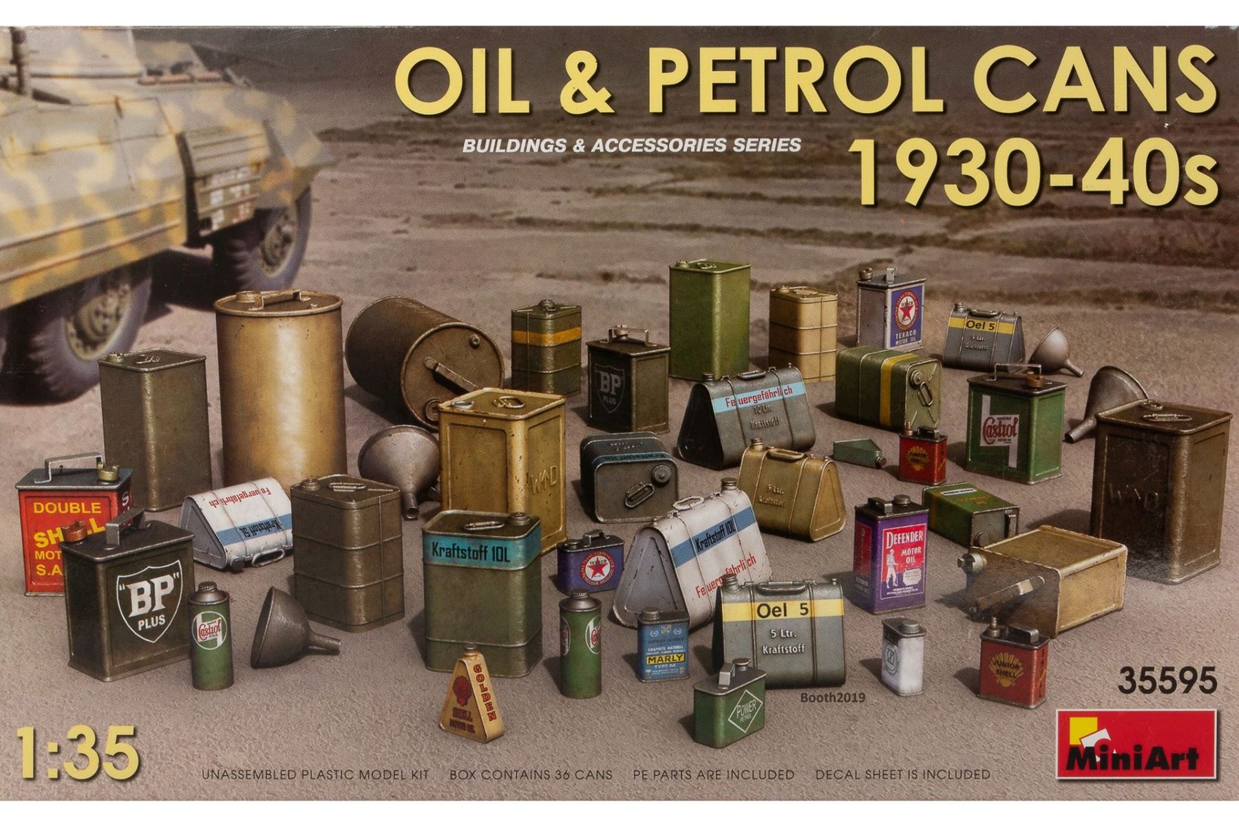 MiniArt MNA35595 Oil & Petrol Cans 1930s-1940s (Building & Accessories Series), model kit