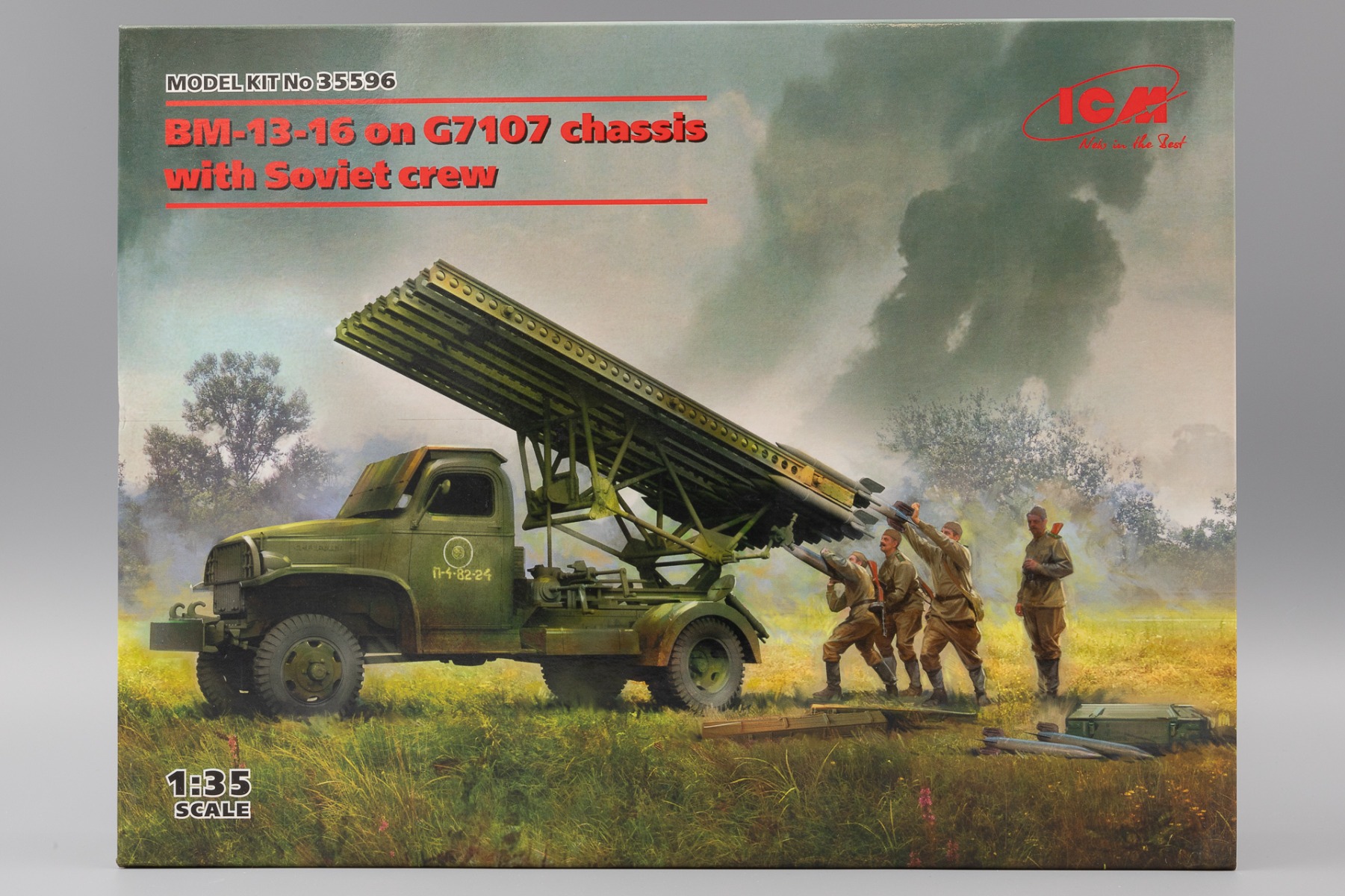 ICM35596 BM-13-16 on G7107 chassis with Soviet crew, model kit