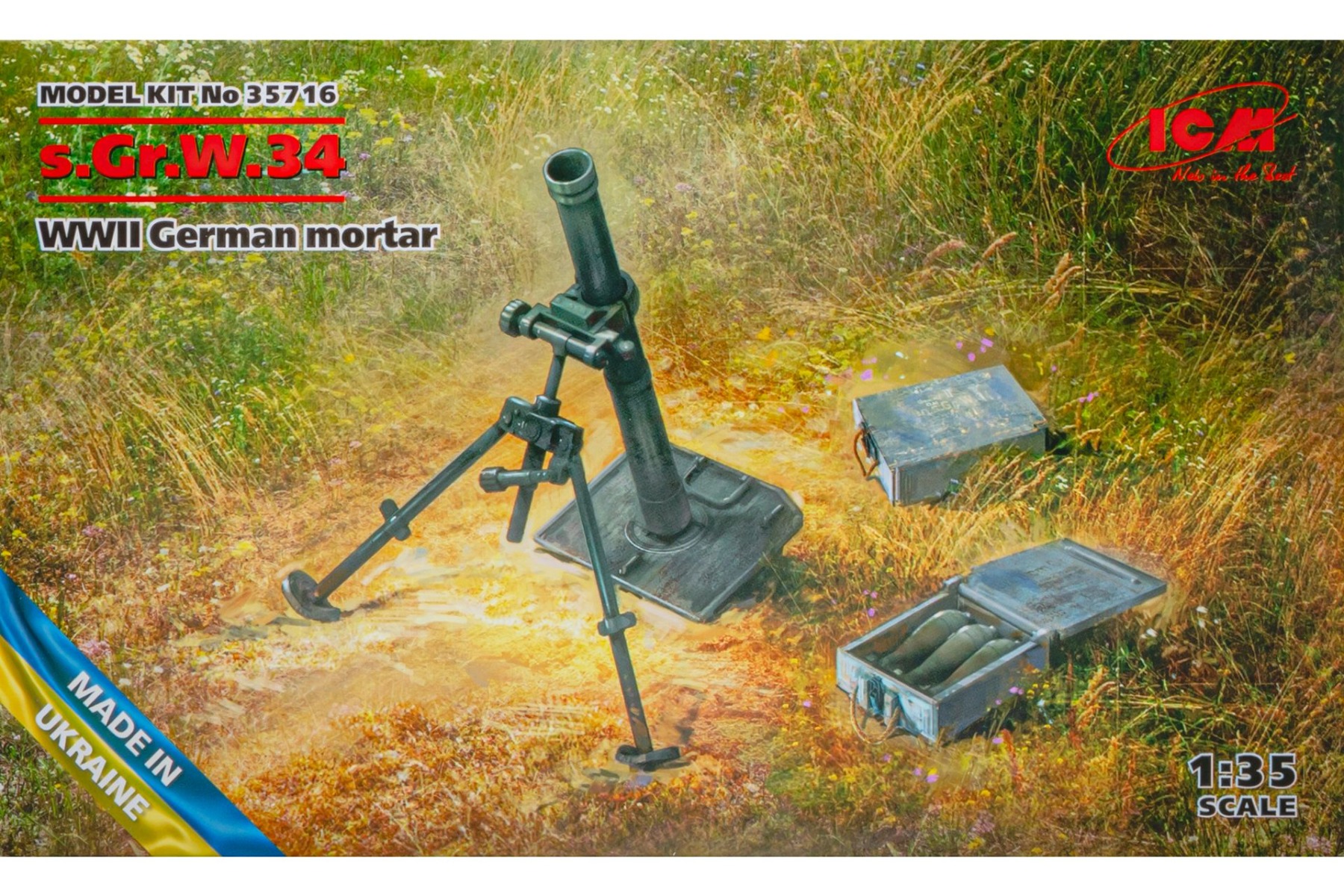 ICM35716 s.Gr.W.34 WWII German mortar, model kit