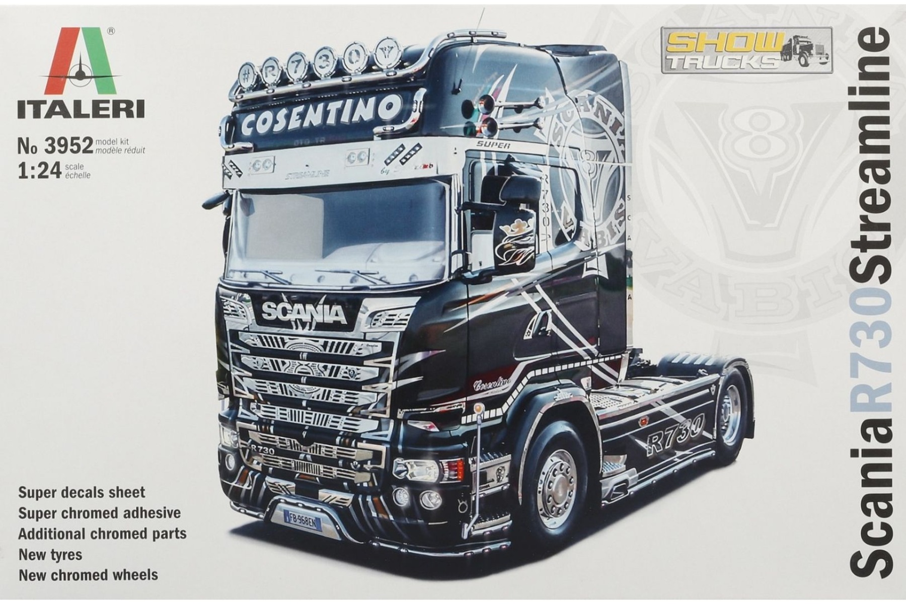 Italeri IT3952 Scania R730 Streamline 4×2 Show Trucks Super Decal — Chromed Adhesive Sheet, model kit