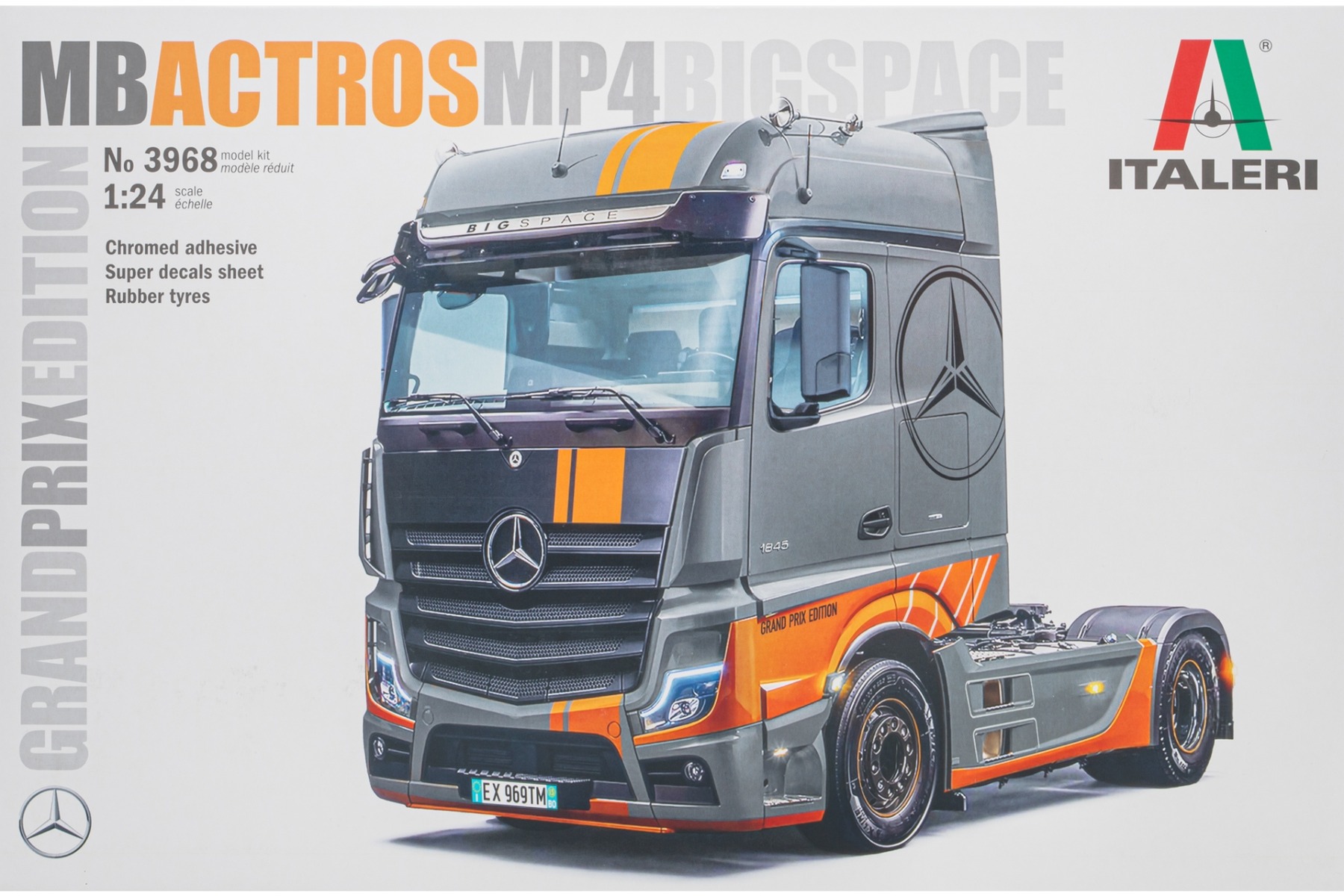 Italeri IT3968 Mercedes-Benz Actros MP4 Big Space, Grand Prix Edition, tractor truck, model kit
