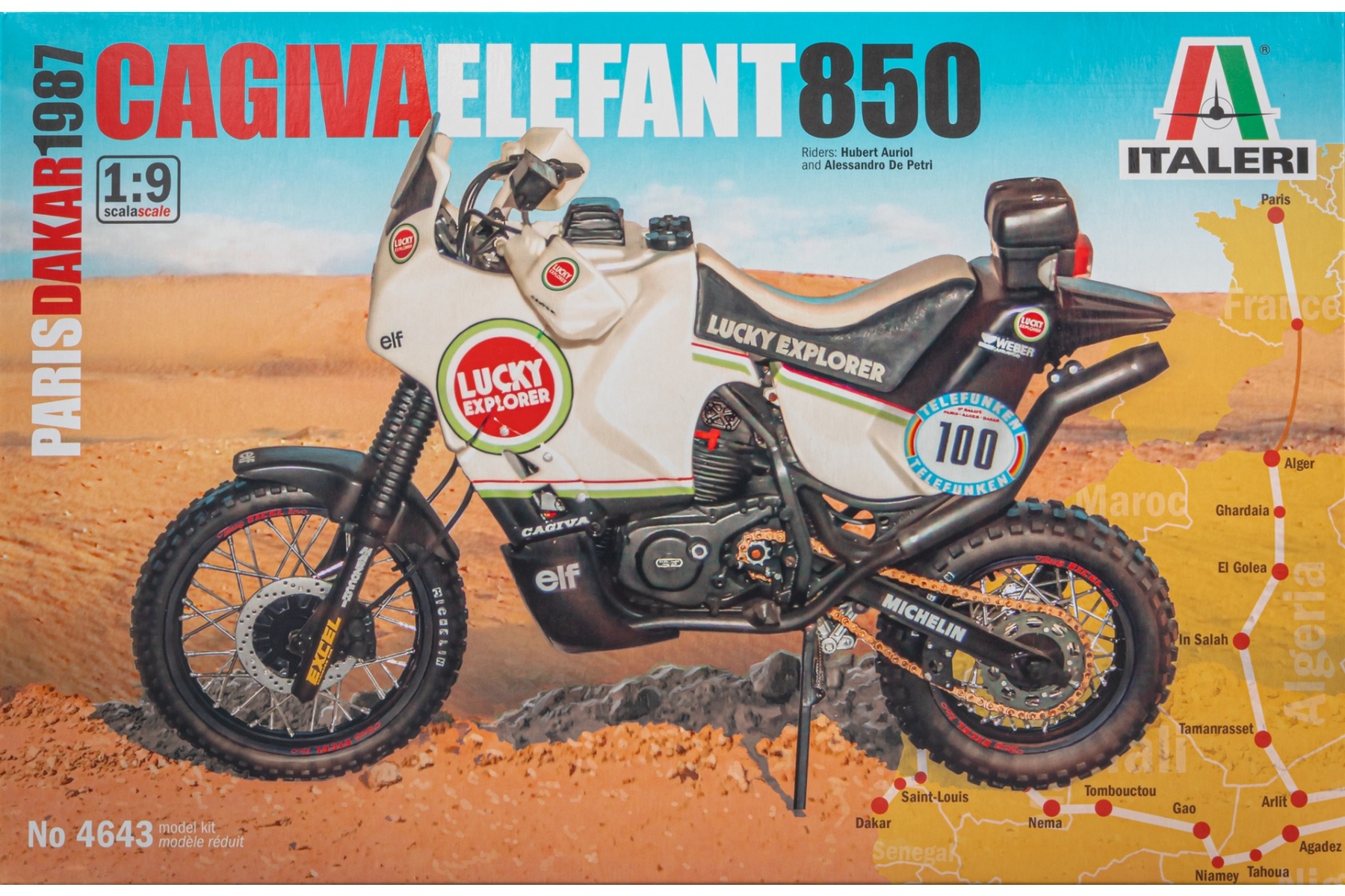 Italeri IT4643 Cagiva “Elephant” 850, Paris-Dakar 1987, model kit