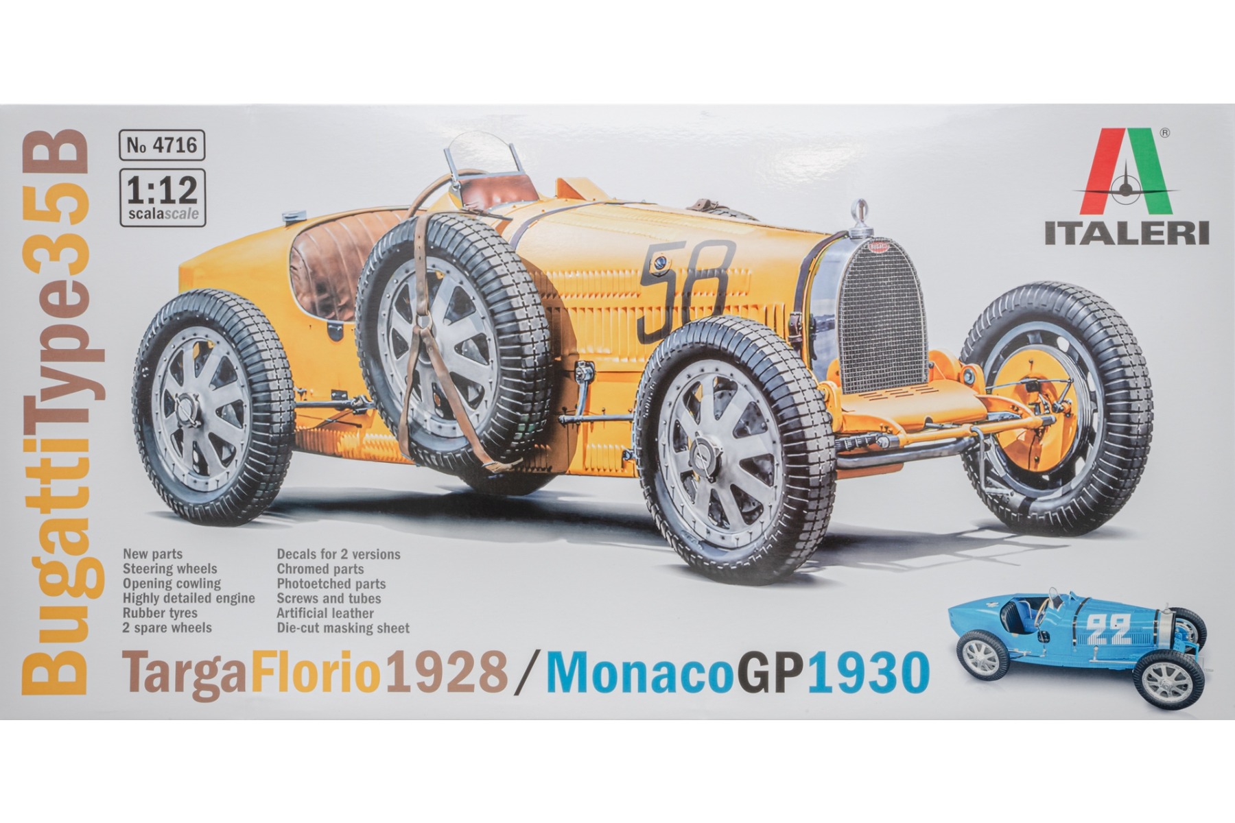 Italeri IT4716 Bugatti Type 35B - Targa Florio ‘29/Monaco GP 1930, model kit