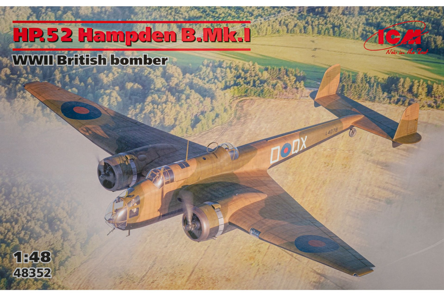 ICM48352 HP.52 Hampden B.Mk.I, WWII British bomber, model kit