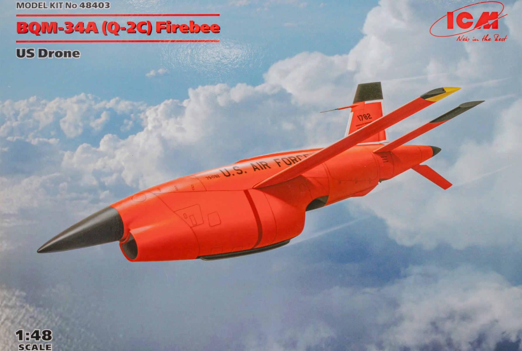 ICM48403 Q-2C (BQM-34A) Firebee, US Drone (2 drones and pylons), model kit