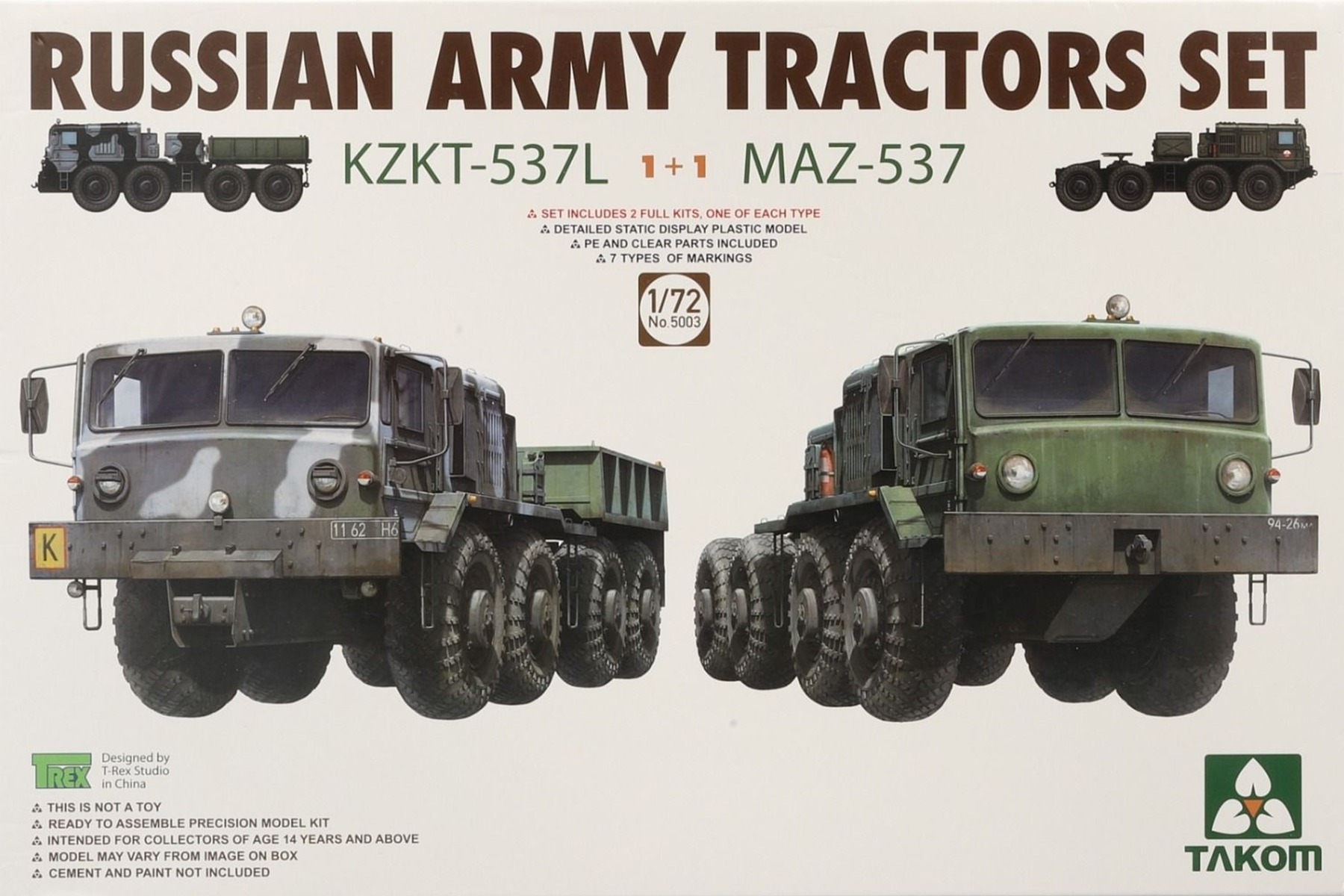 TAKOM5003 Russian Army Tractors Set KZKT-537L 1+1 MAZ-537