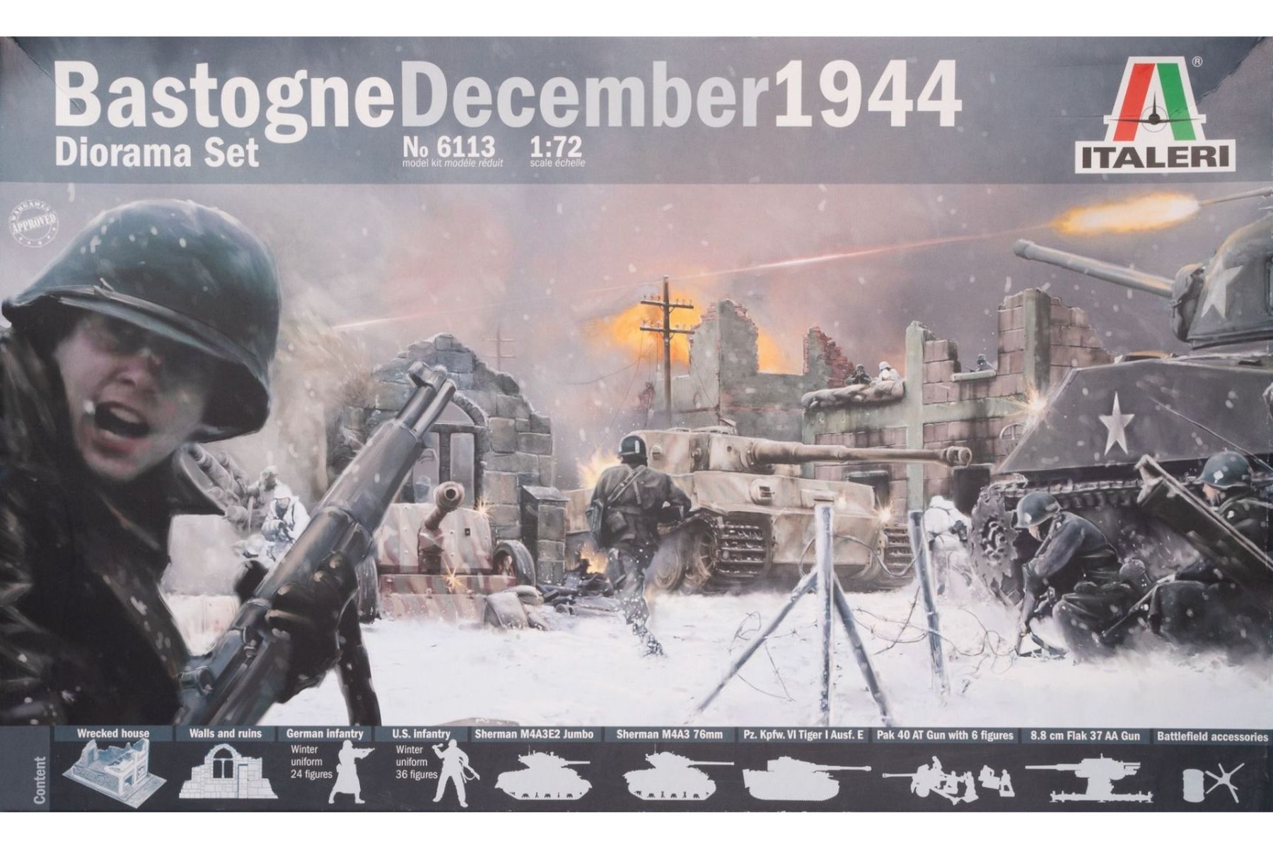 Italeri IT6113 WWII Bastogne December 1944 Diorama Set (Battle set)