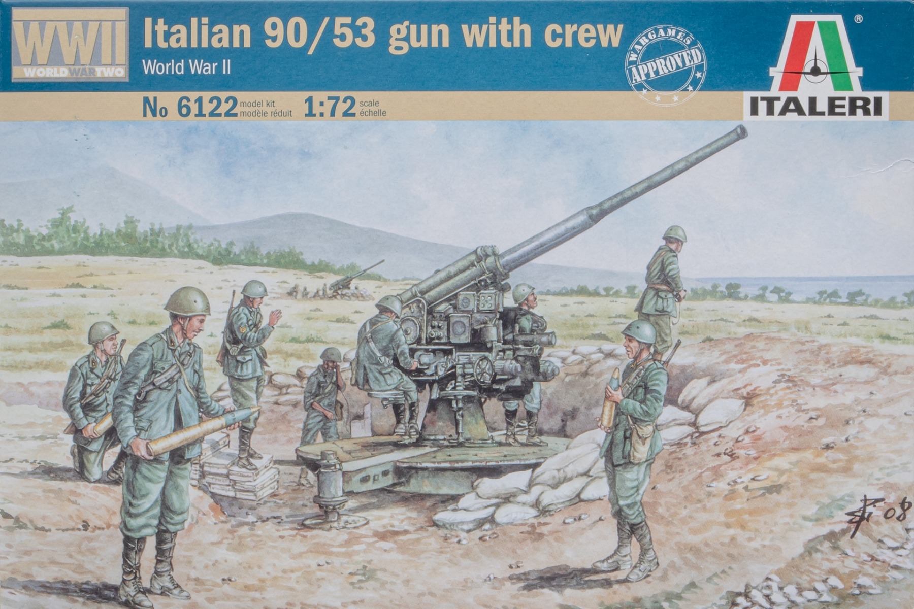 Italeri IT6122 Italian 90/53 gun with Crew WWII, model kit
