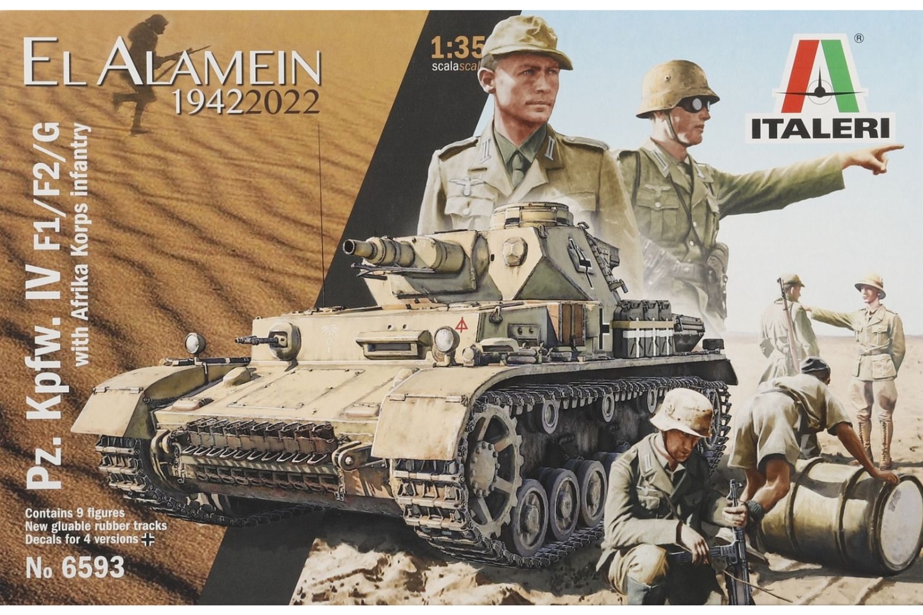 Italeri IT6593 Pz.Kpfw.IV Ausf.F1/F2/G with Afrika Korps Infantry El Alamein 80th Anniversary, model kit