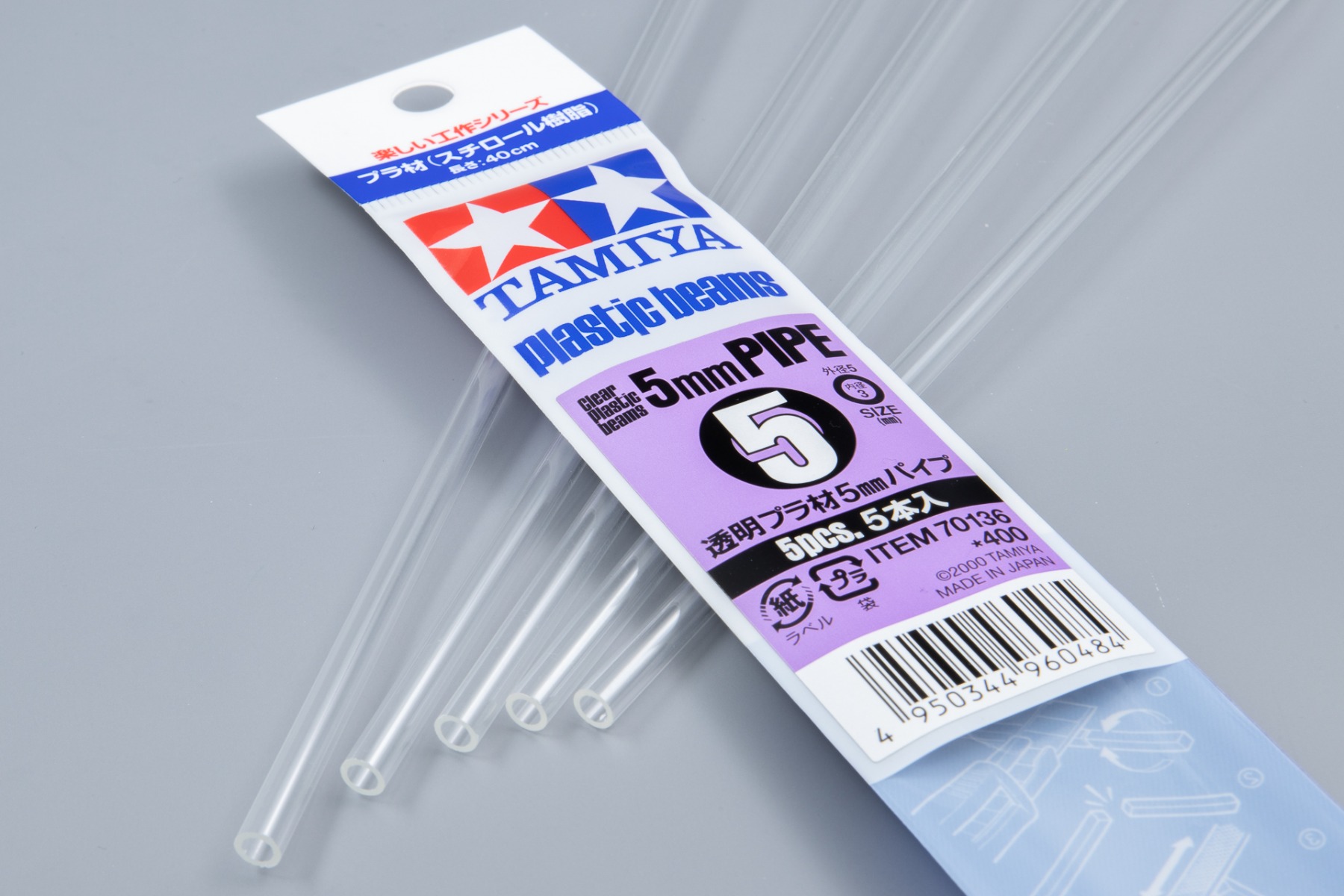 Tamiya TA70136 Construction Series Clear Plastic Beams 5mm Pipe x 400 mm 5 Pcs