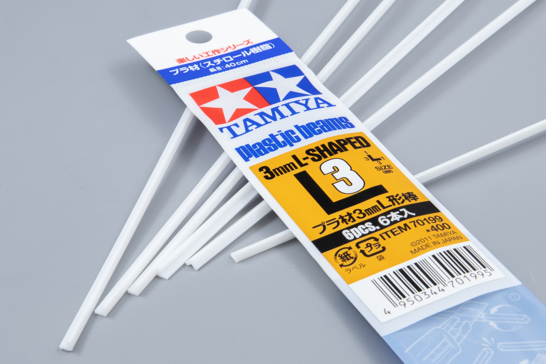 Tamiya TA70199 Construction Series Plastic Beams 3mm L-Shaped x 400 mm 6 pcs