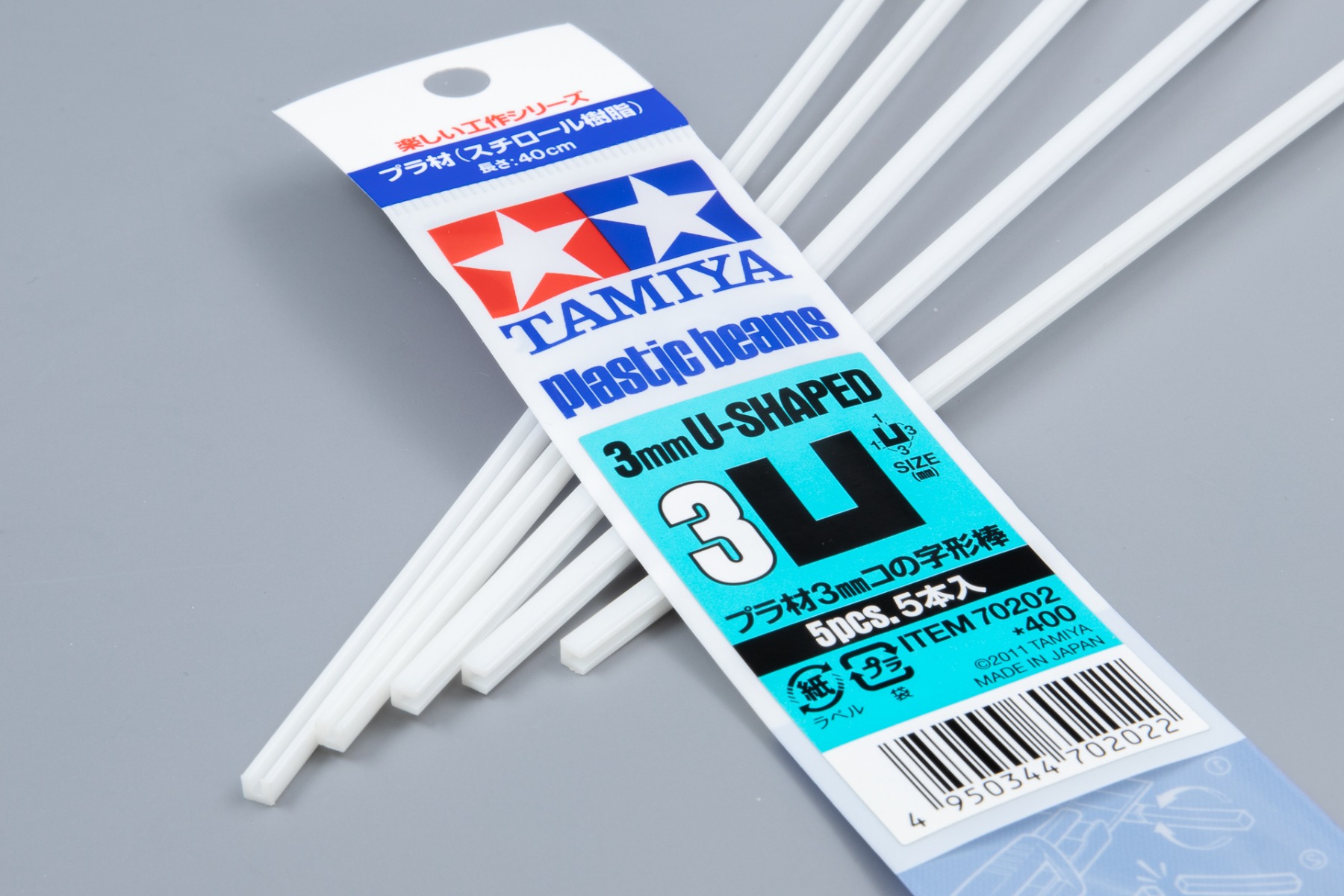 Tamiya TA70202 Construction Series Plastic Beams 3mm U-Shaped x 40cm 5 Pcs