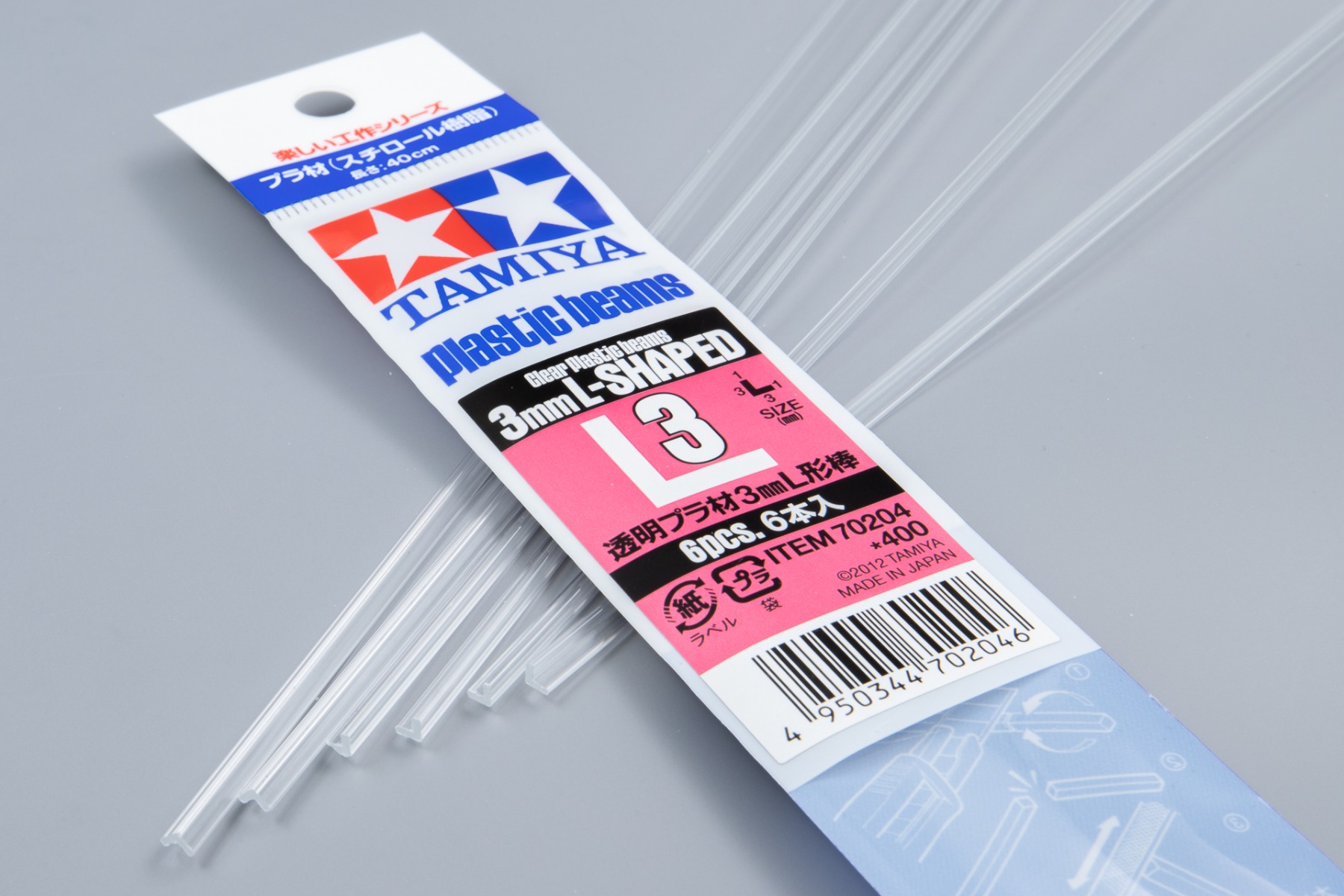Tamiya TA70204 Construction Series Clear Plastic Beams 3mm L-Shaped x 400 mm