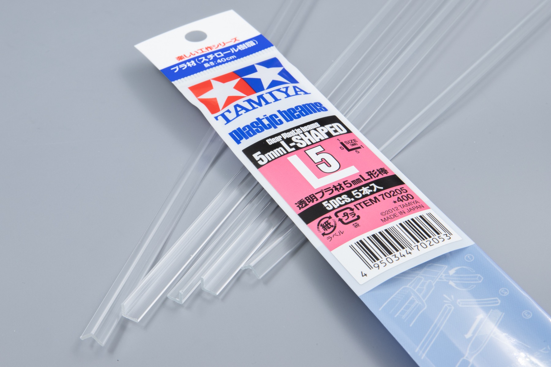 Tamiya TA70205 Construction Series Clear Plastic Beams 5 mm L-Shaped x 400 mm 5 Pcs
