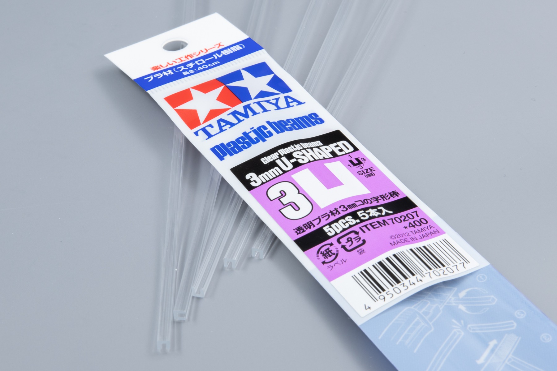 Tamiya TA70207 Construction Series Clear Plastic Beams 3mm U-Shaped x 400 mm 5 Pcs