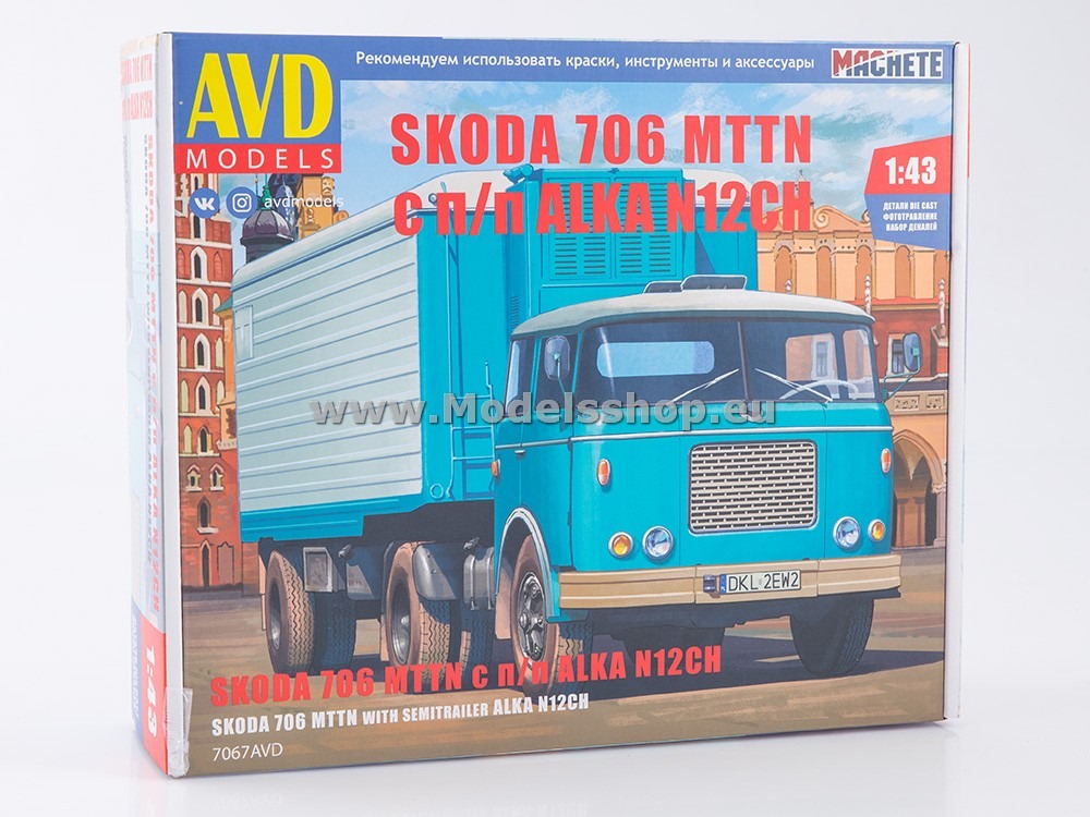 7067AVD Škoda-LIAZ 706 MTTN tractor truck with Alka N12CH semitrailer, model kit