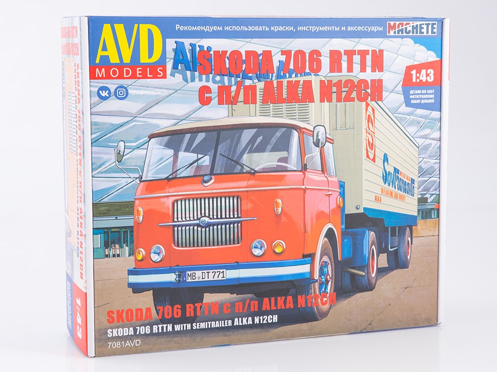 7081AVD Škoda-LIAZ 706 RTTN tractor truck with Alka N12CH semitrailer, model kit