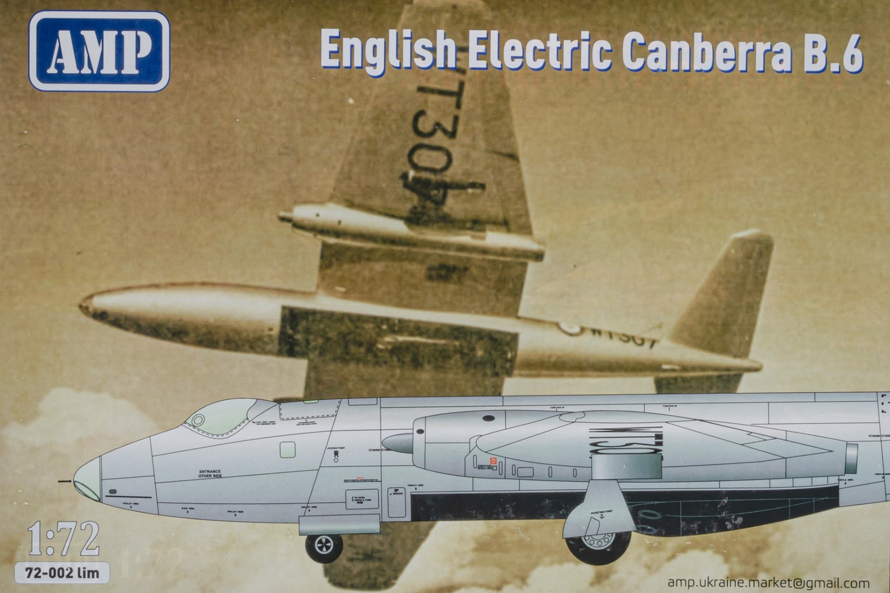 MikroMir AMP72-02LIM English Electric Canberra B6, model kit