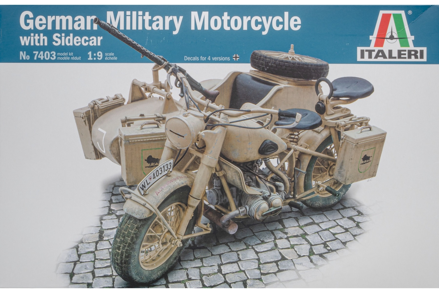 Italeri IT7403 German Military Motorcycle with Sidecar, model kit