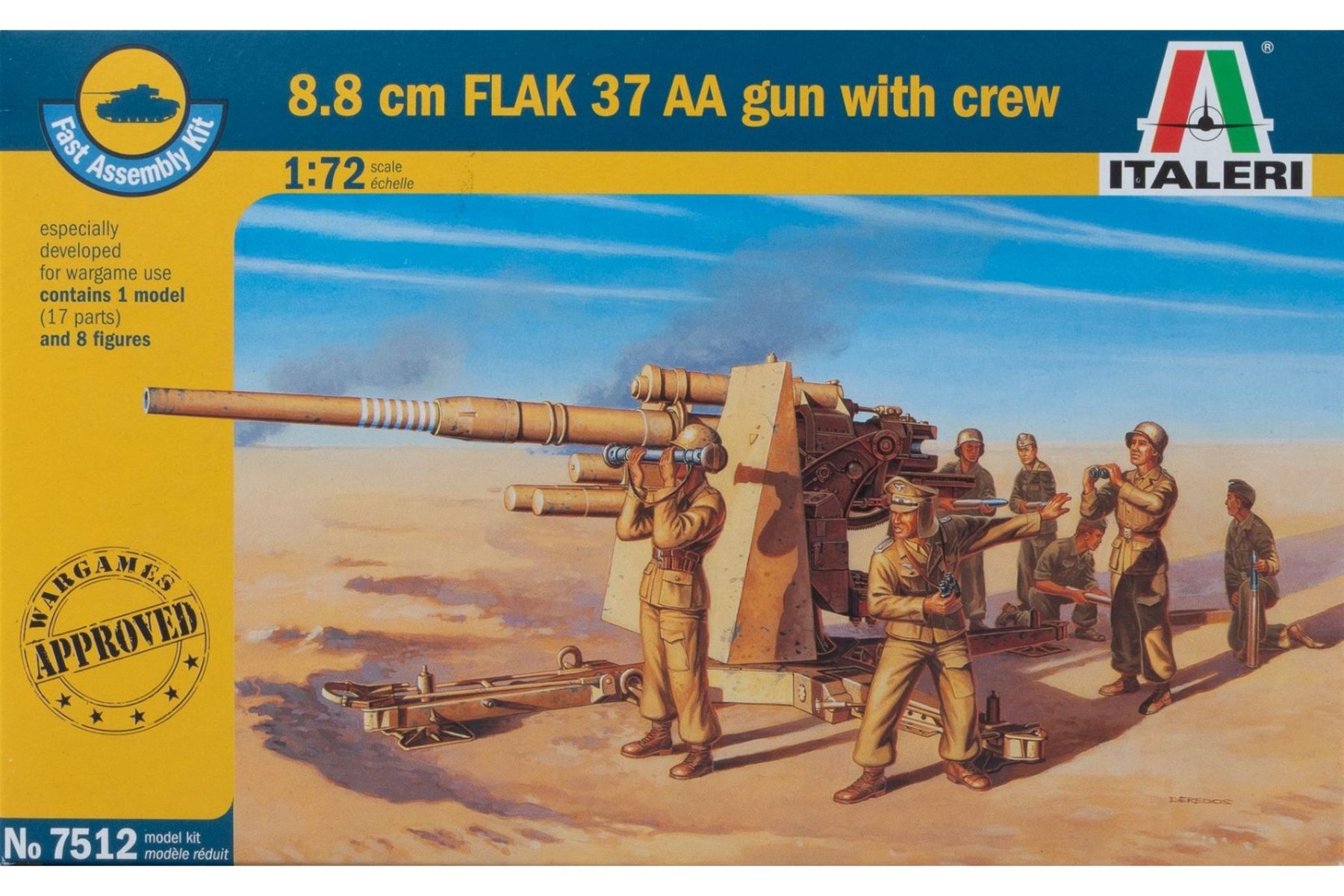 Italeri IT7512 8,8cm Flak 37 AA gun with crew WWII, model kit