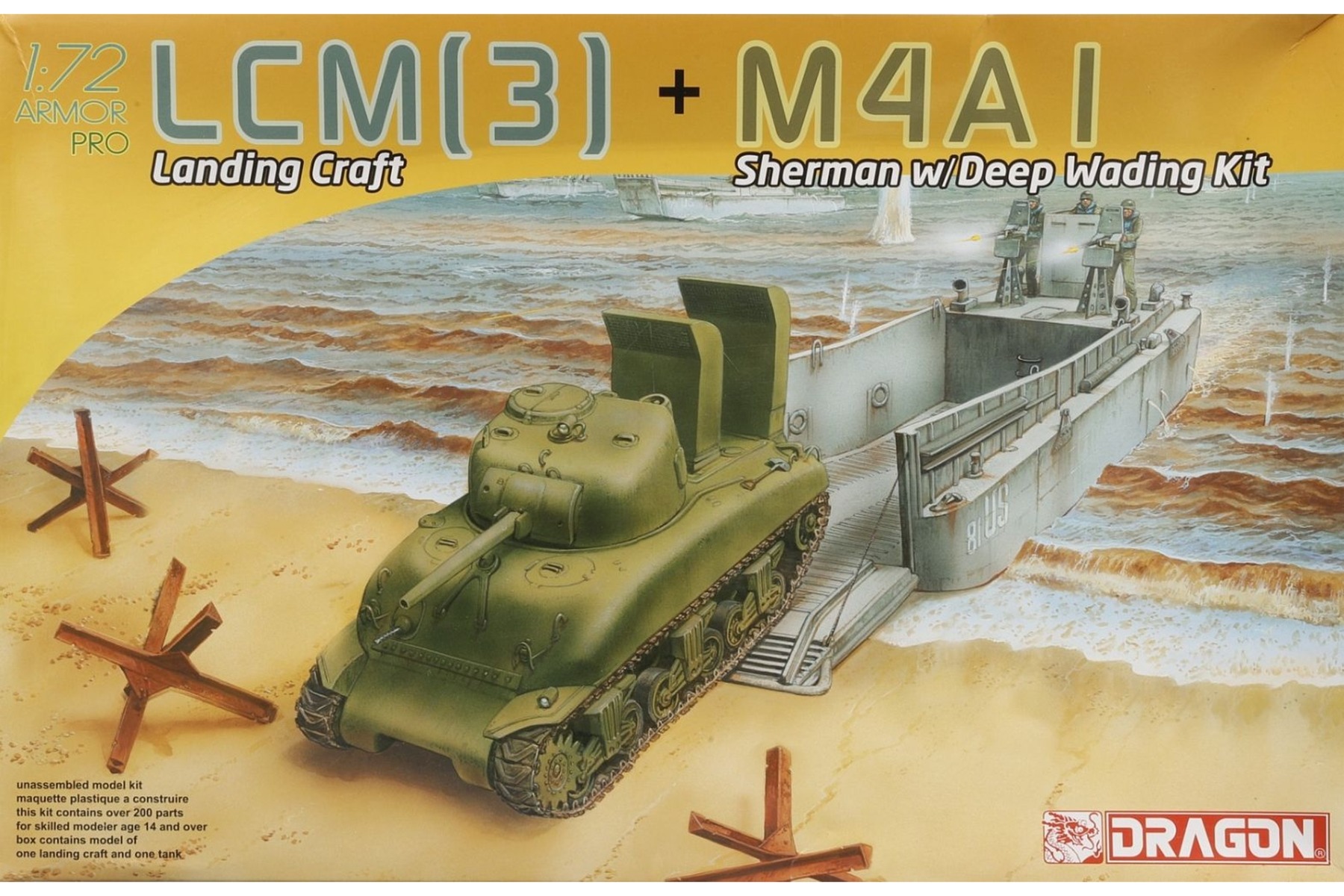 Dragon DRA07516 LCM(3) Landing Craft + M4A1 Sherman w/Deep Wading Kit