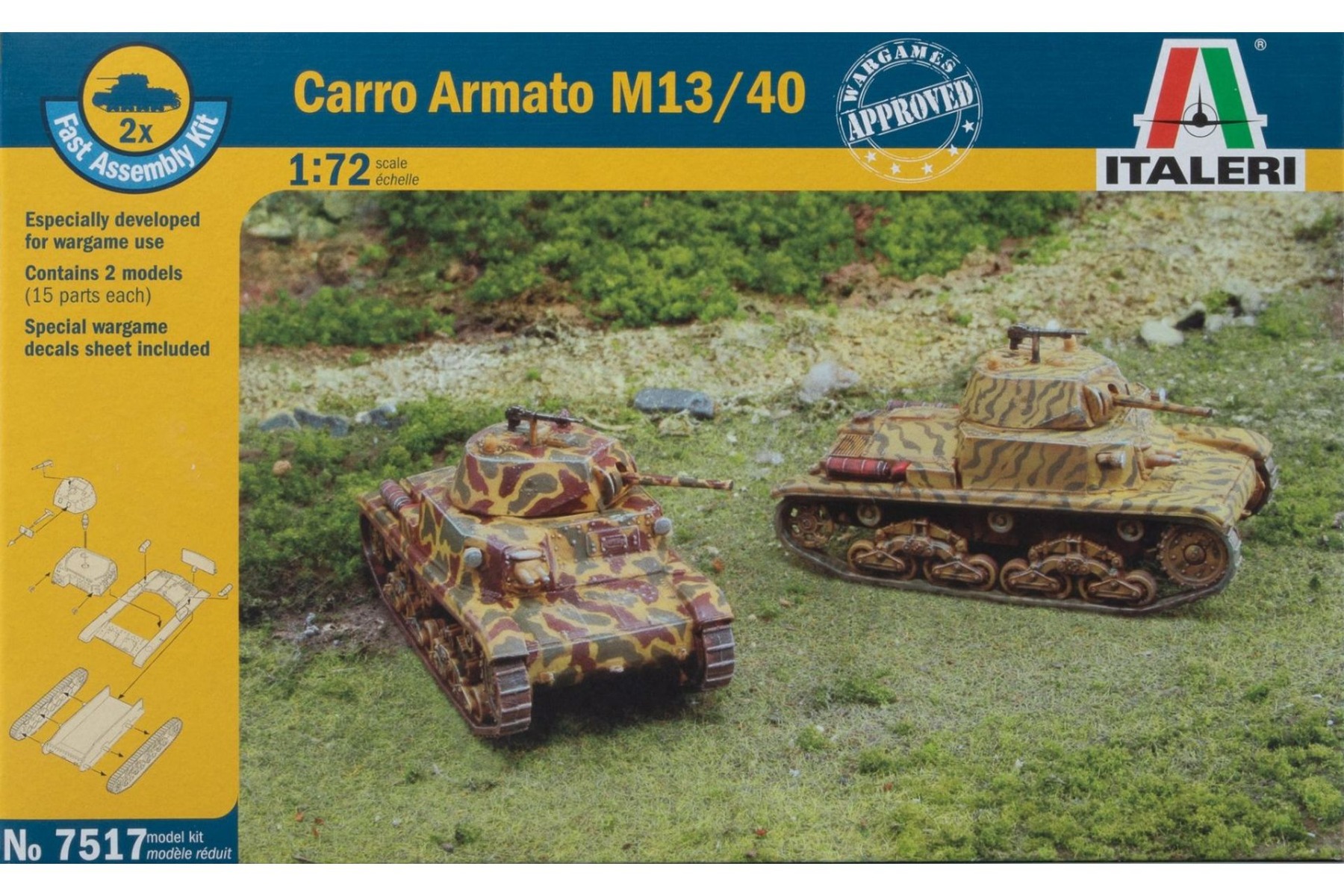 Italeri IT7517 Carro Armato M13/40 (2pcs fast assembly kits per box), model kit