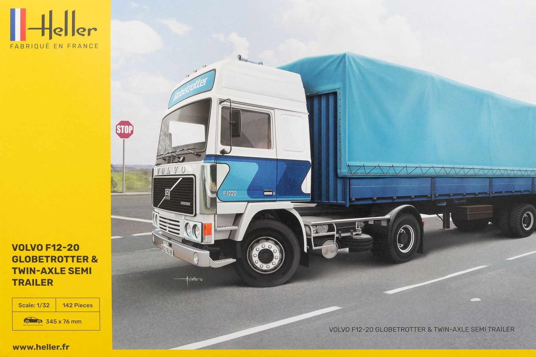 Heller HE81703 Volvo F12-20 Globetrotter & Twin Axle Semi Trailer, model kit