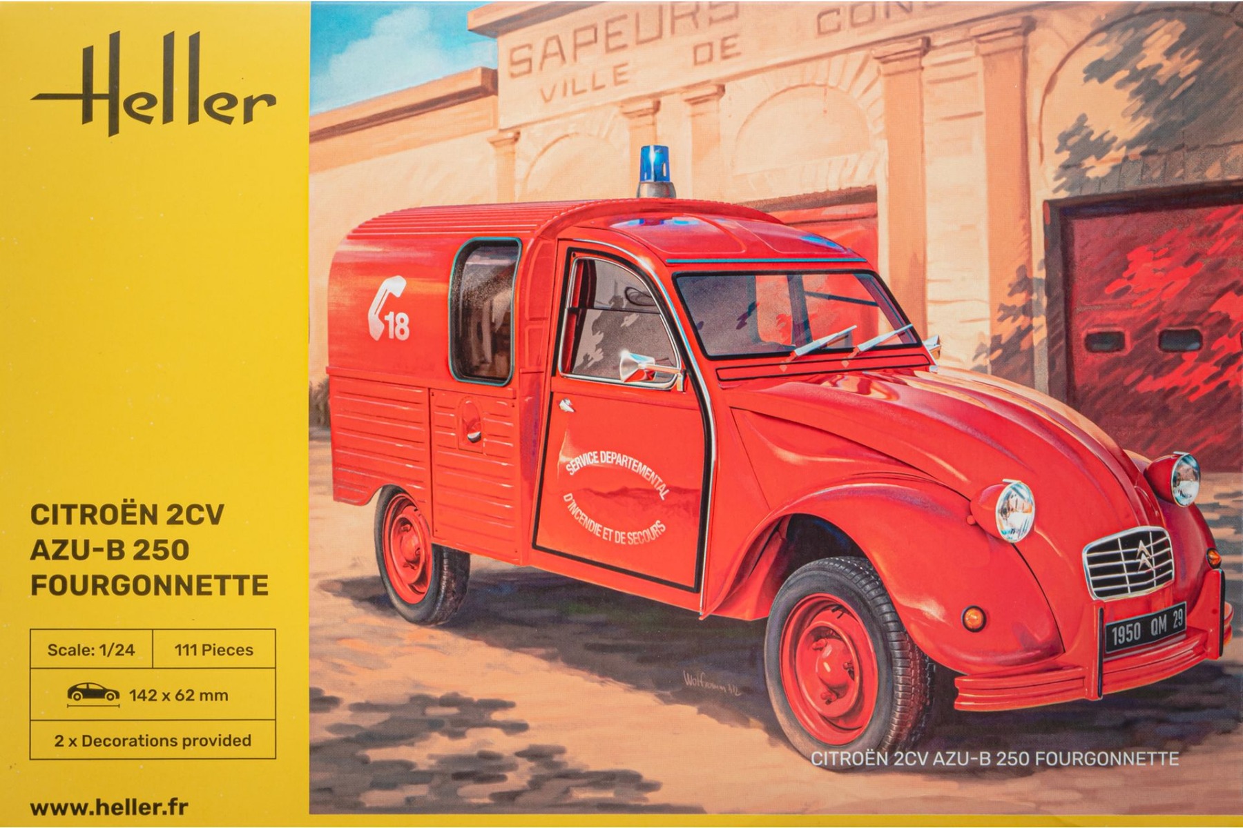 Heller HE82701 Citroën 2CV Fourgonette AK 250, fire engine, model kit